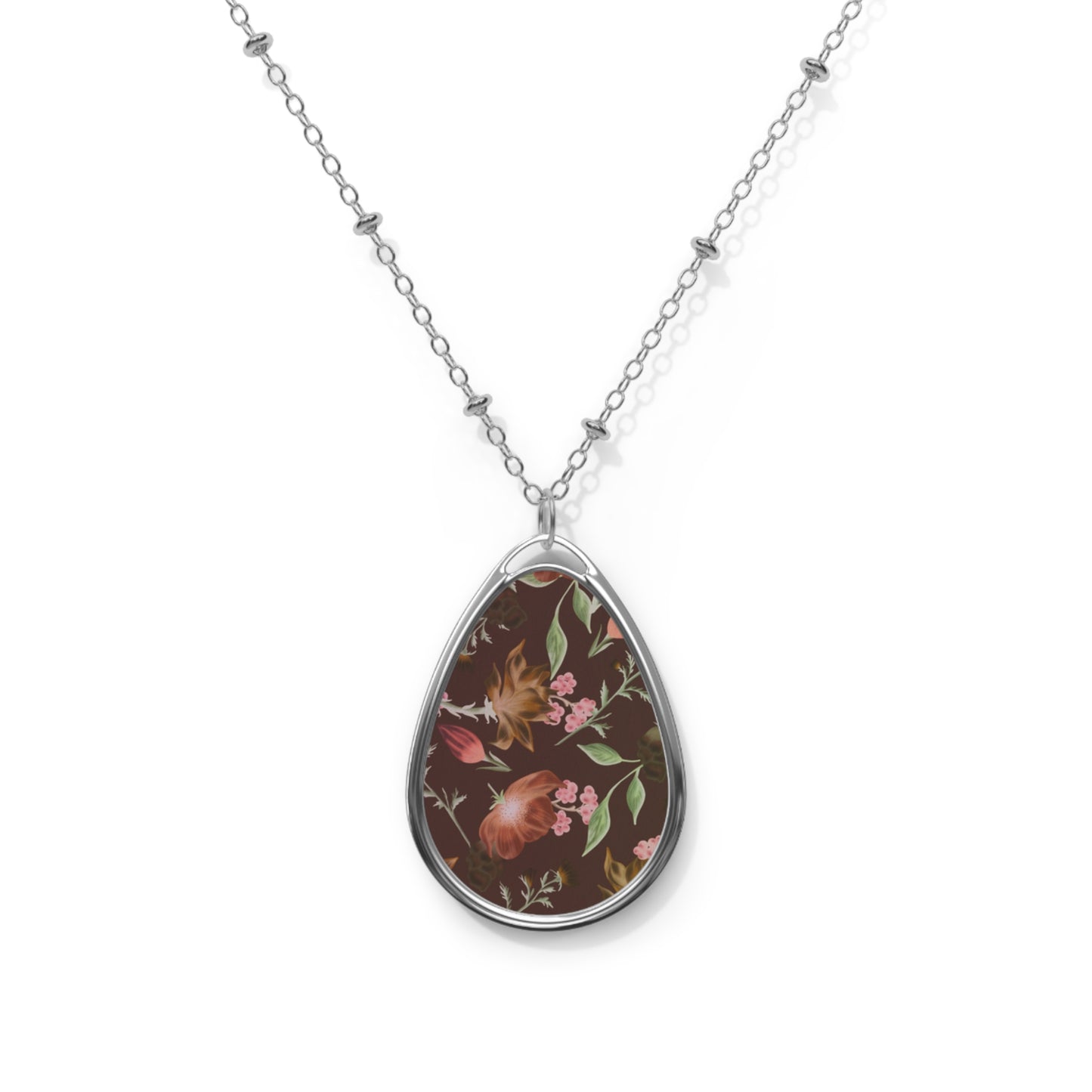 Floral Tear Drop Pendant Necklace, Handmade Jewelry Gift, Boho Chic, Women's Accessory, Nature Inspired, Mother's Day Gift