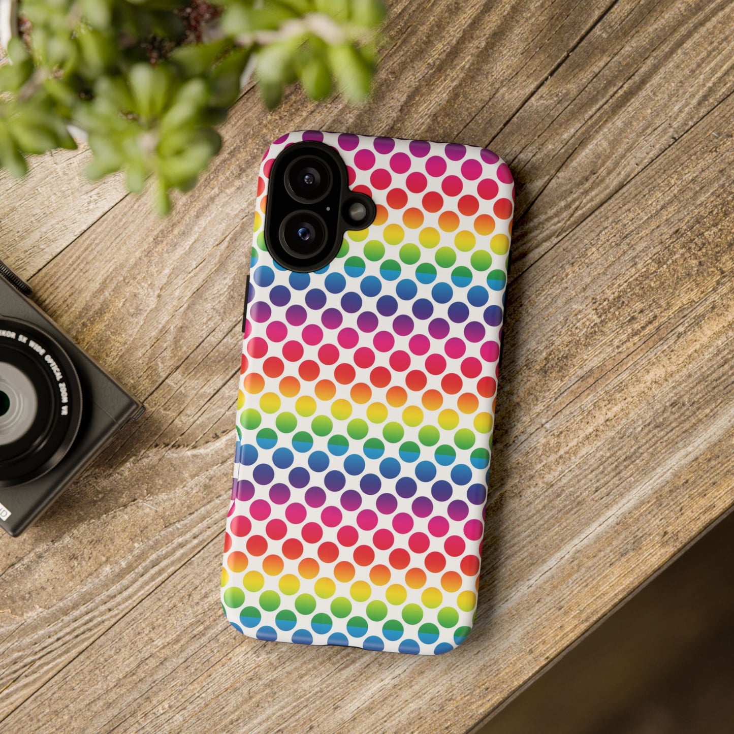 Rainbow Dot Phone Case, Colorful Phone Cover, Fun Phone Accessory, Gift for Friends, Trendy Mobile Case