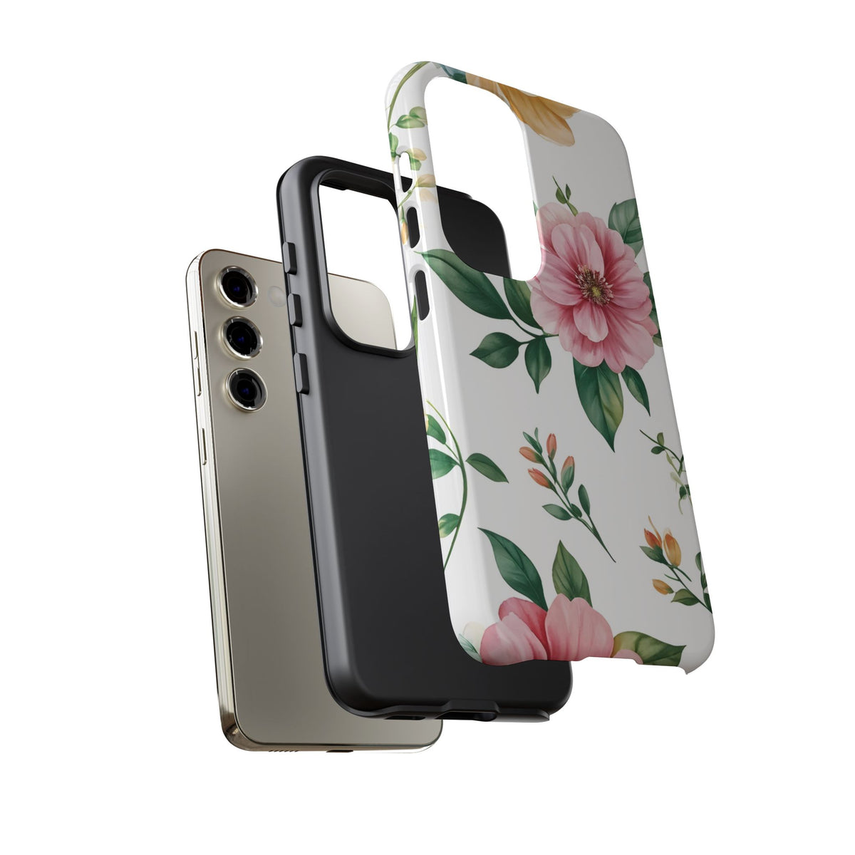 Floral Tough Phone Case — Pink Peony Protective Phone Cover