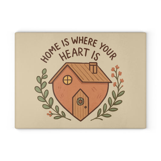 Home Sweet Home Glass Cutting Board, Kitchen Decor, Gift for New Home, Wedding Gift, Heartwarming Kitchenware