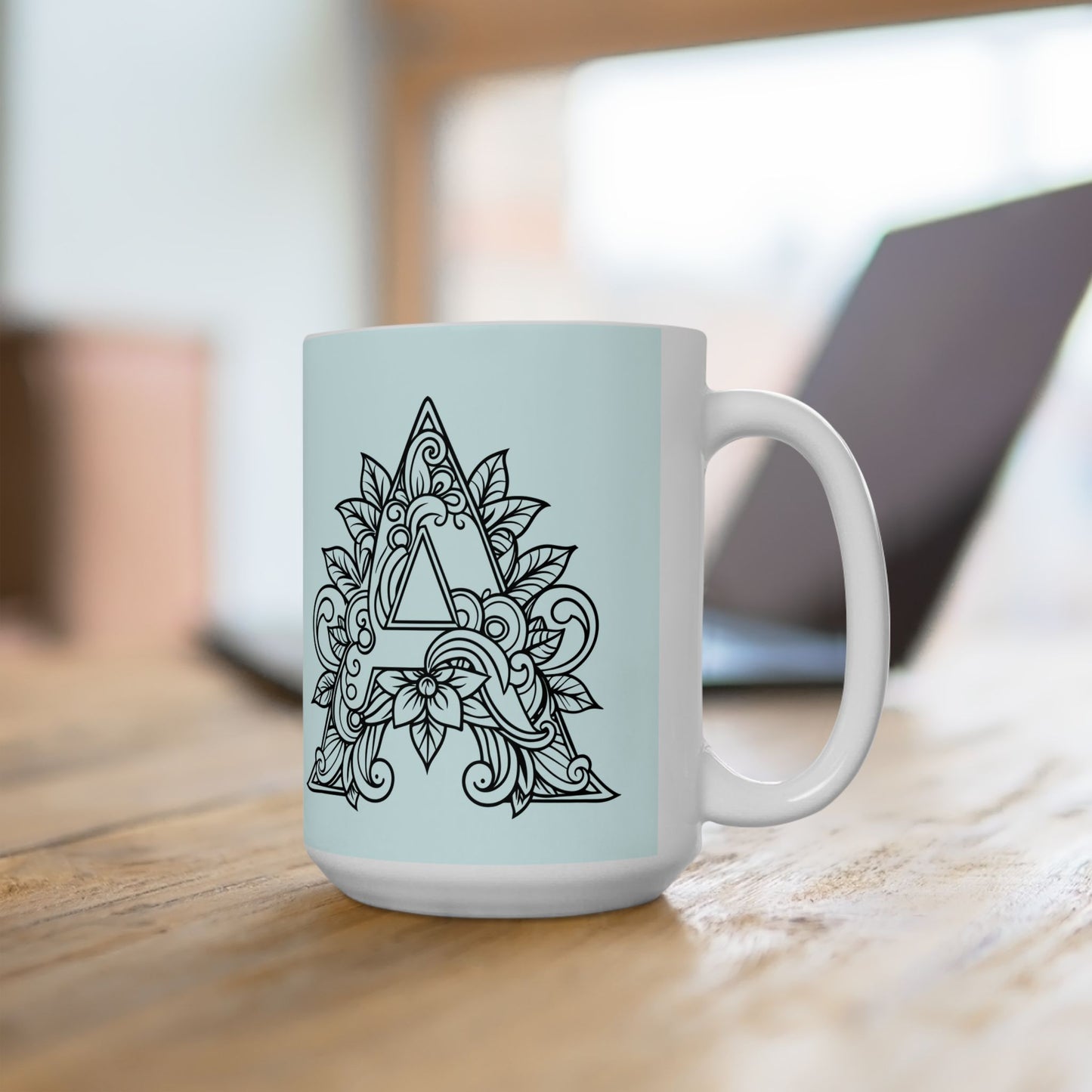 Mandala Design Ceramic Mug - Letter A Calming Tea & Coffee Cup, Gift for Her, Home Decor, Zen Vibes, Meditation