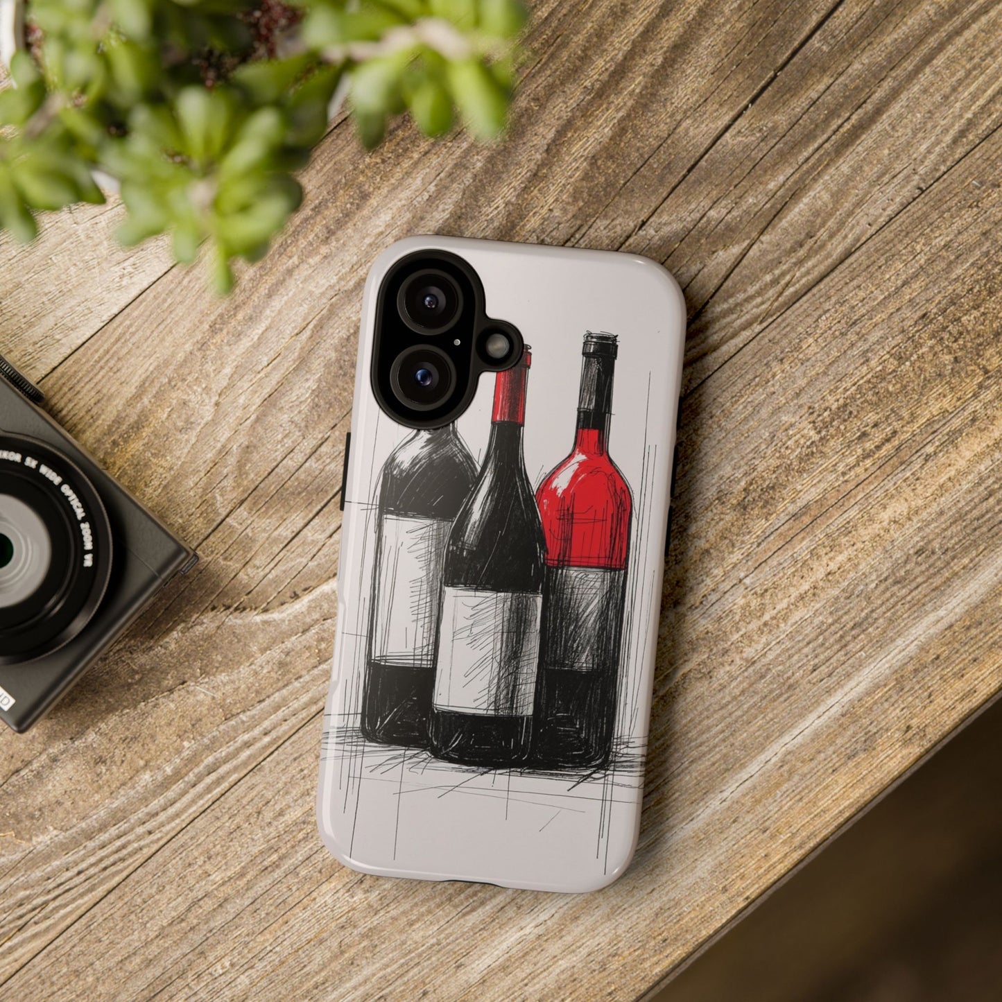 Wine Lover's Phone Case, Tough Phone Cover, Artistic Wine Design, Gift for Wine Enthusiasts, Customizable Case, Unique Wine Art