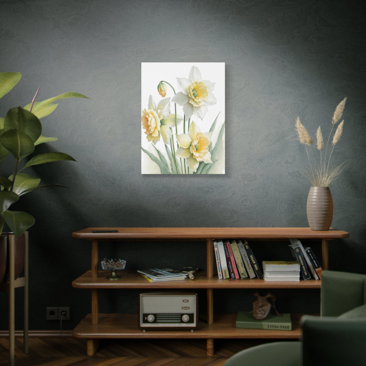 Matte Canvas, Stretched, 1.25" beautiful flowers white and yellow.