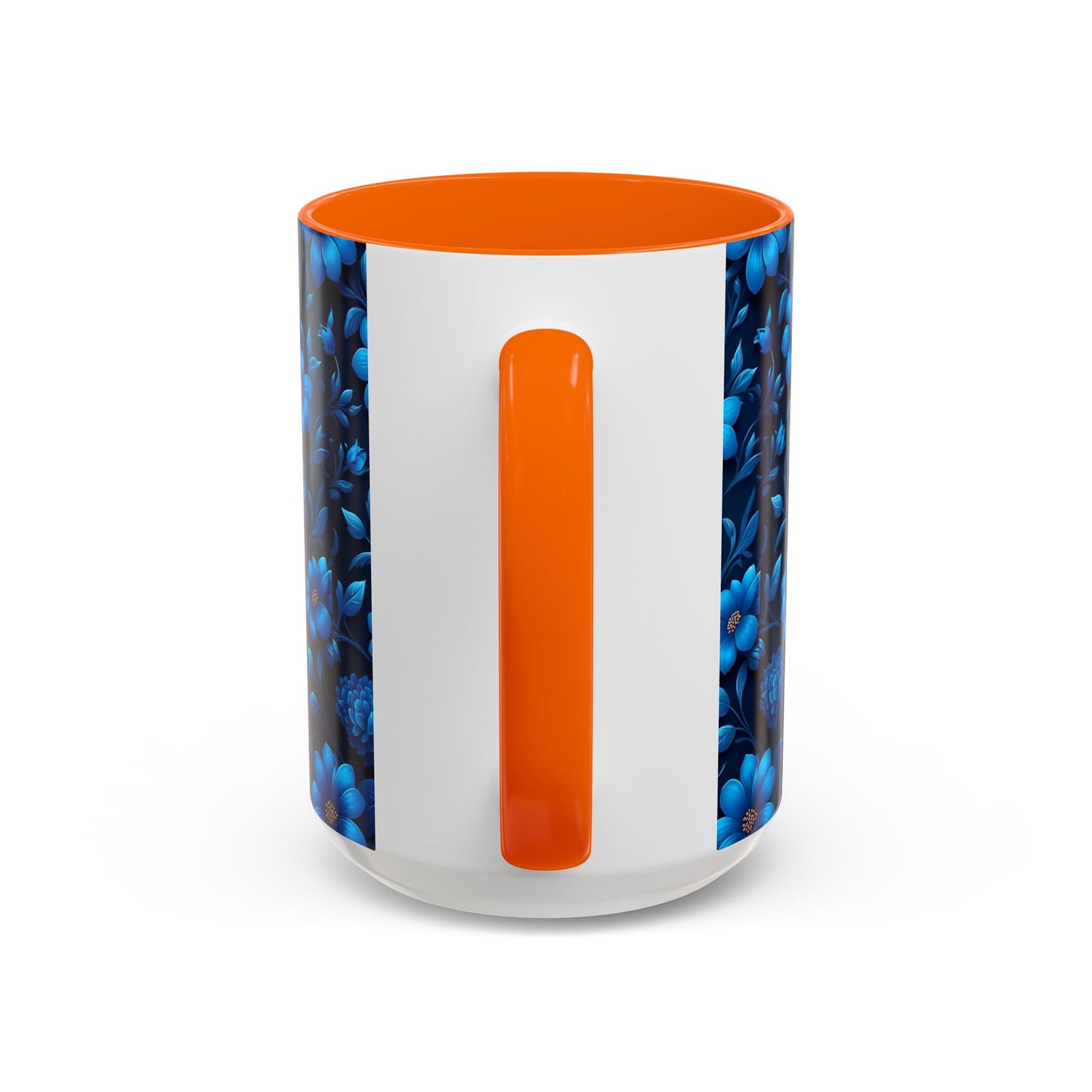 Floral Accent Coffee Mug, Blue Flower Mug, Ceramic Coffee Cup, Gift for Her, Nature-Themed Drinkware, Floral Home Decor, Unique Mug