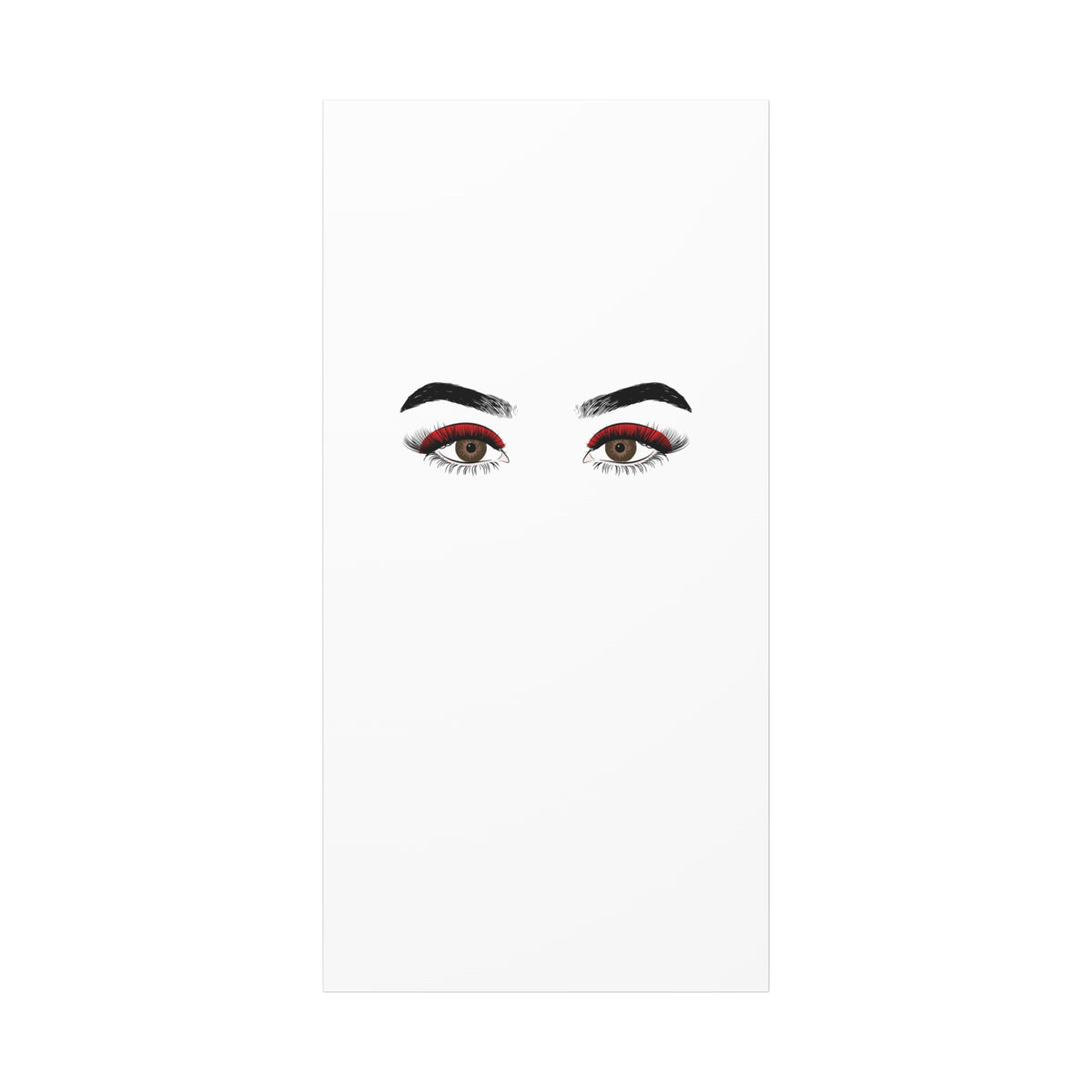 Glam Eyes Matte Canvas Wall Art — Brown Eyes with Red Lashes