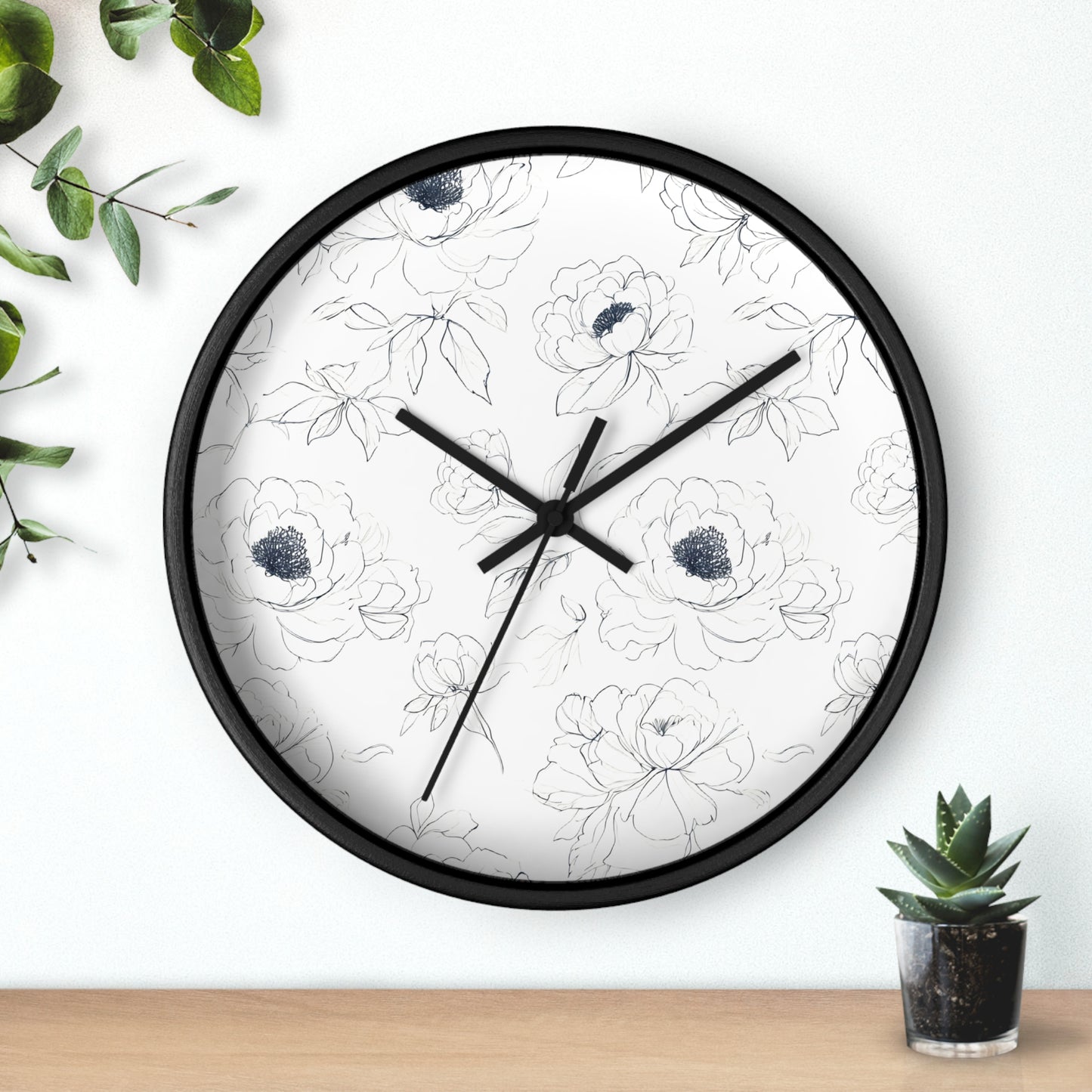 Elegant Floral Wall Clock, Modern Home Decor, Gift for Her, Kitchen Wall Art