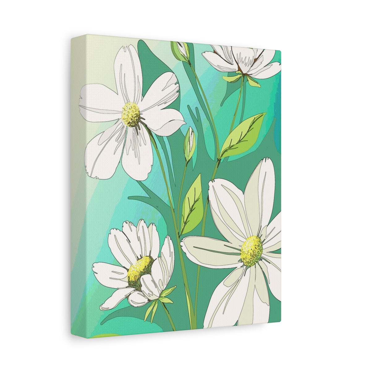 Matte Canvas, Stretched, 1.25" White Flowers