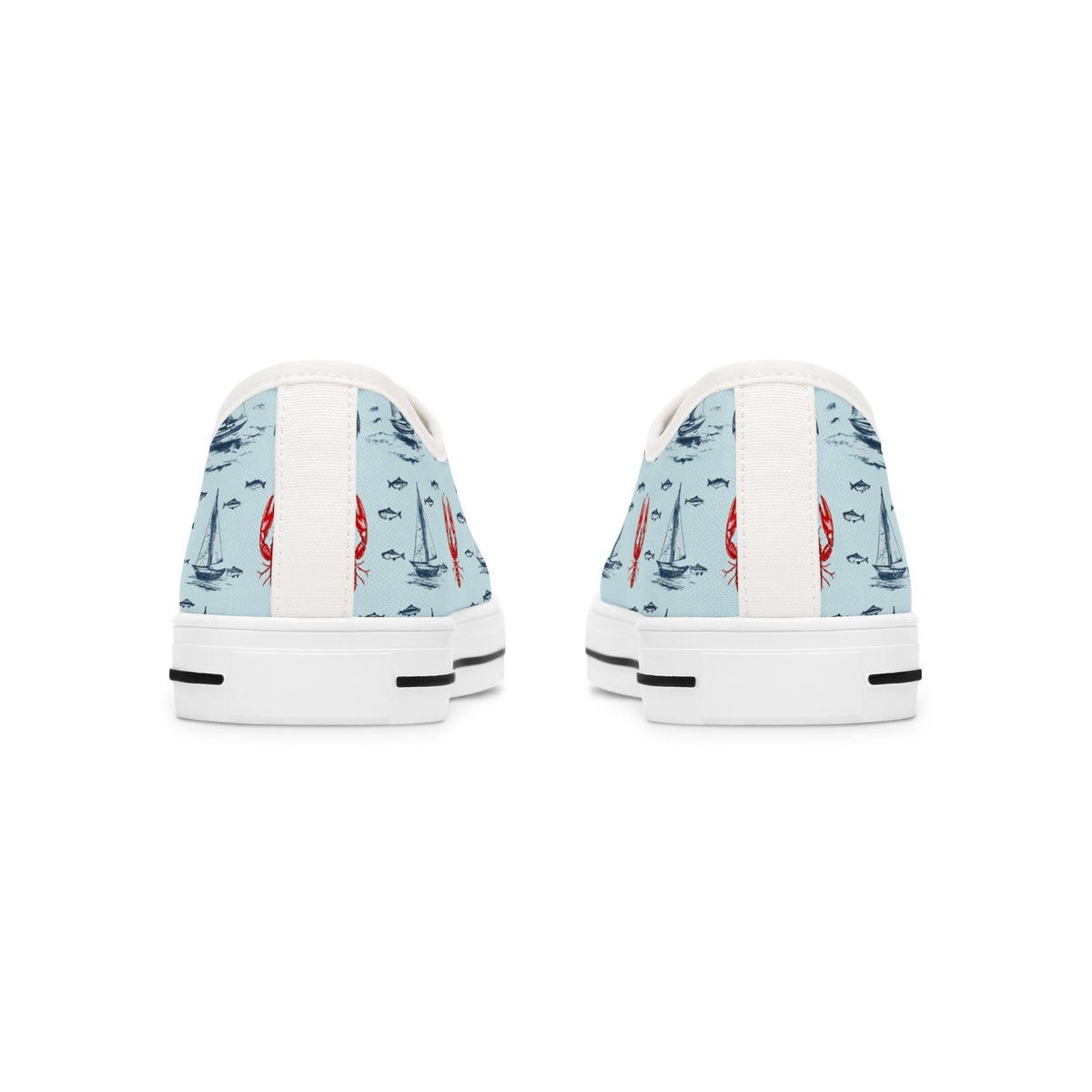Lobster Nautical Low-Top Sneakers — Coastal Sailboat Print