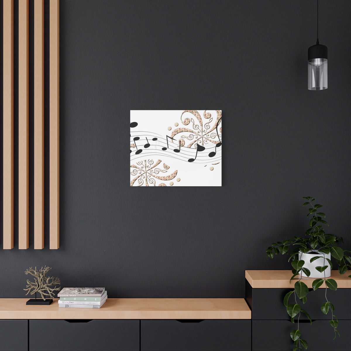Musical Note Canvas Art, Floral Decor for Home, Music Lover Gift, Wall Art for Musicians, Unique Gift Idea