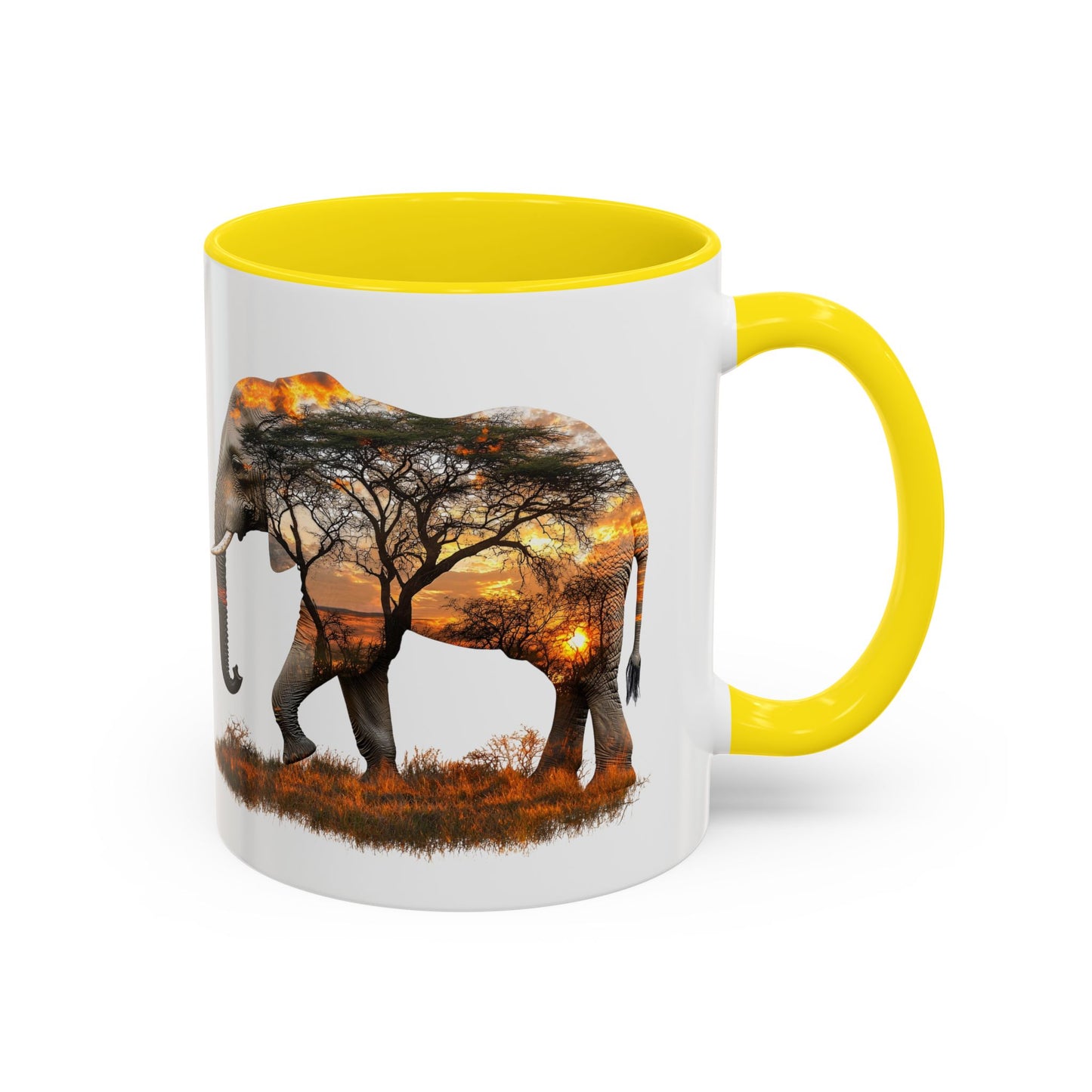 Elegant Elephant Accent Coffee Mug - Nature Lover Gift, Animal Lover Mug, Unique Home Decor, Wildlife Conservation, Travel Mug