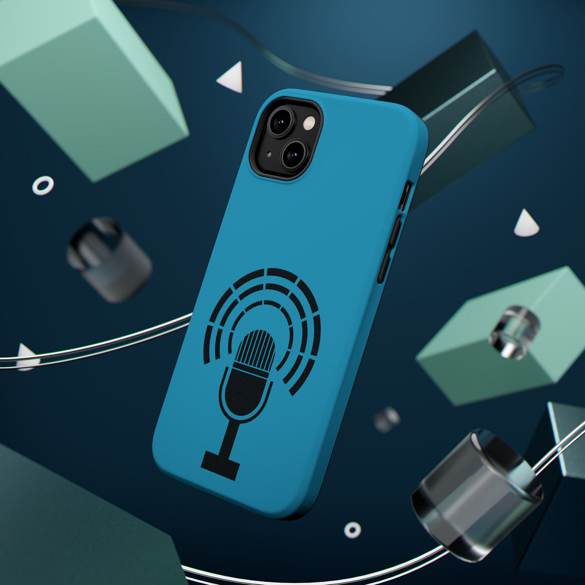 Phone Case — Retro Microphone Podcast Design, Magnetic Impact-Resistant