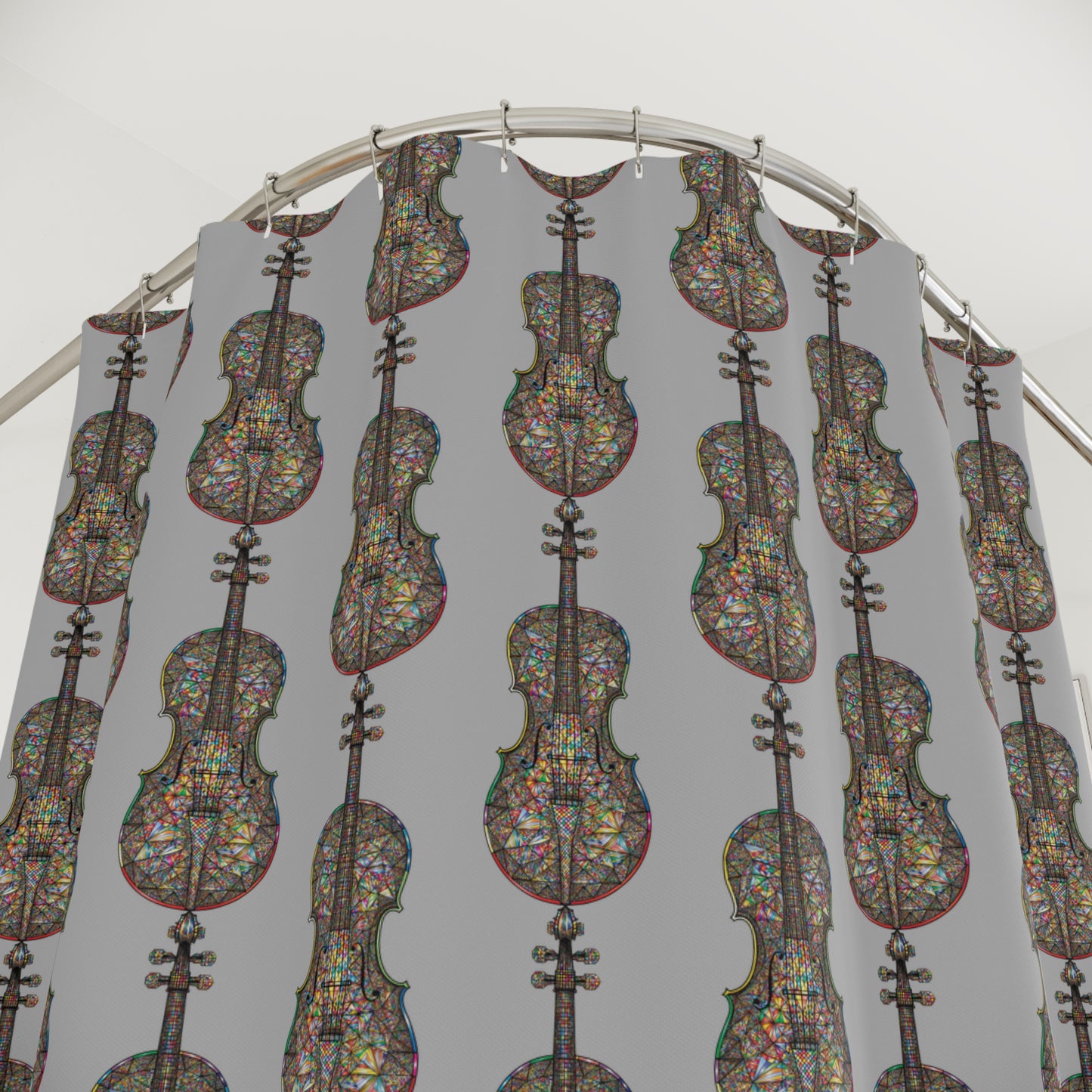 Musical Note Shower Curtain, Vibrant Violin Design, Art Deco Bathroom Decor, Gift for Music Lovers, Unique Home Accessory, Shower Decor