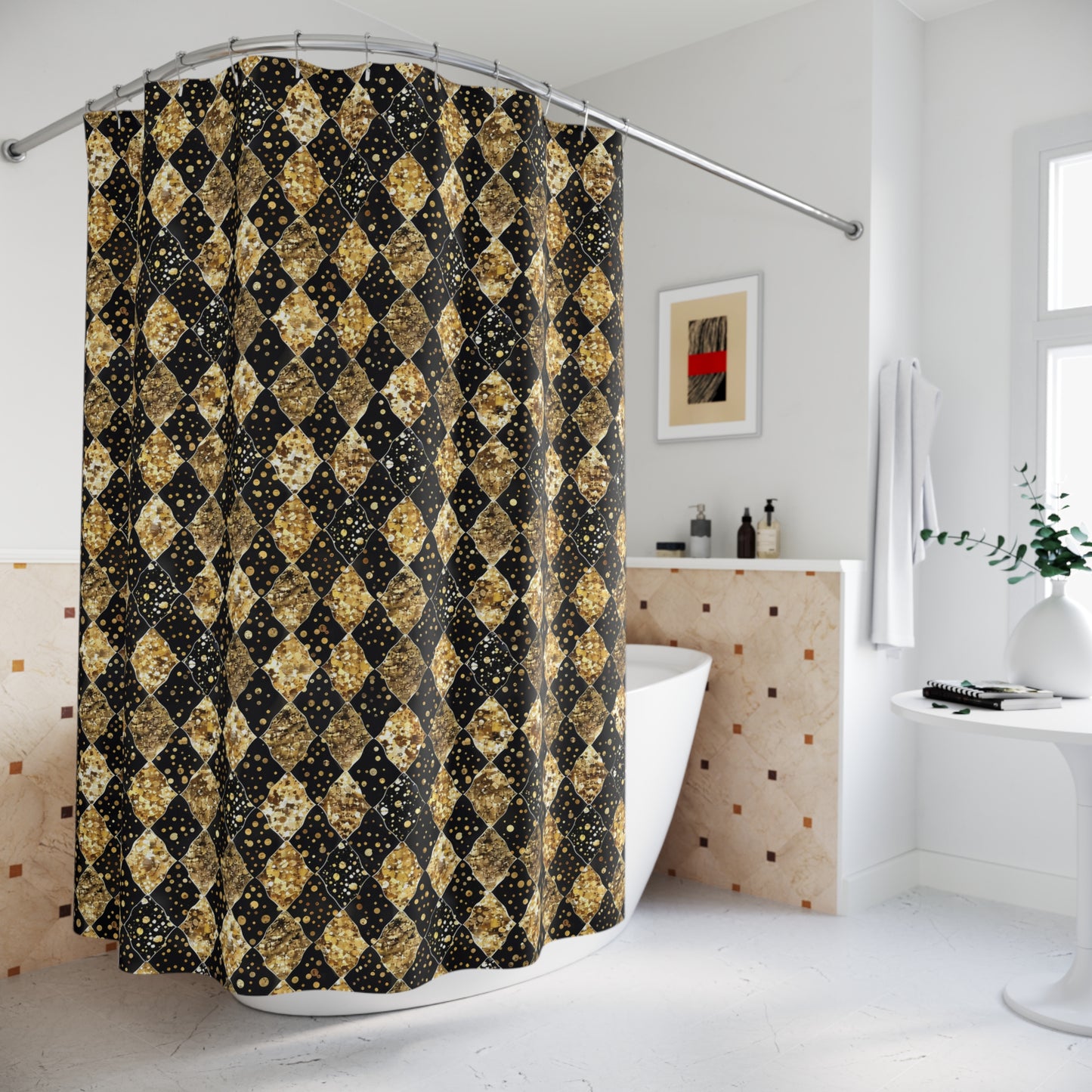 Elegant Diamond Pattern Shower Curtain