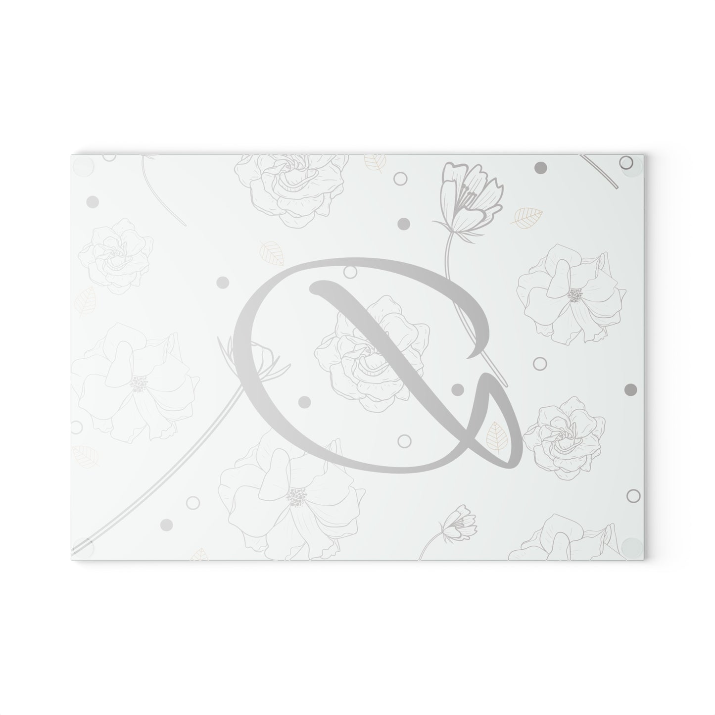 Personalized Floral Glass Cutting Board, Custom Kitchen Decor, Monogrammed Gift, Wedding Gift, Cooking Accessories, Housewarming