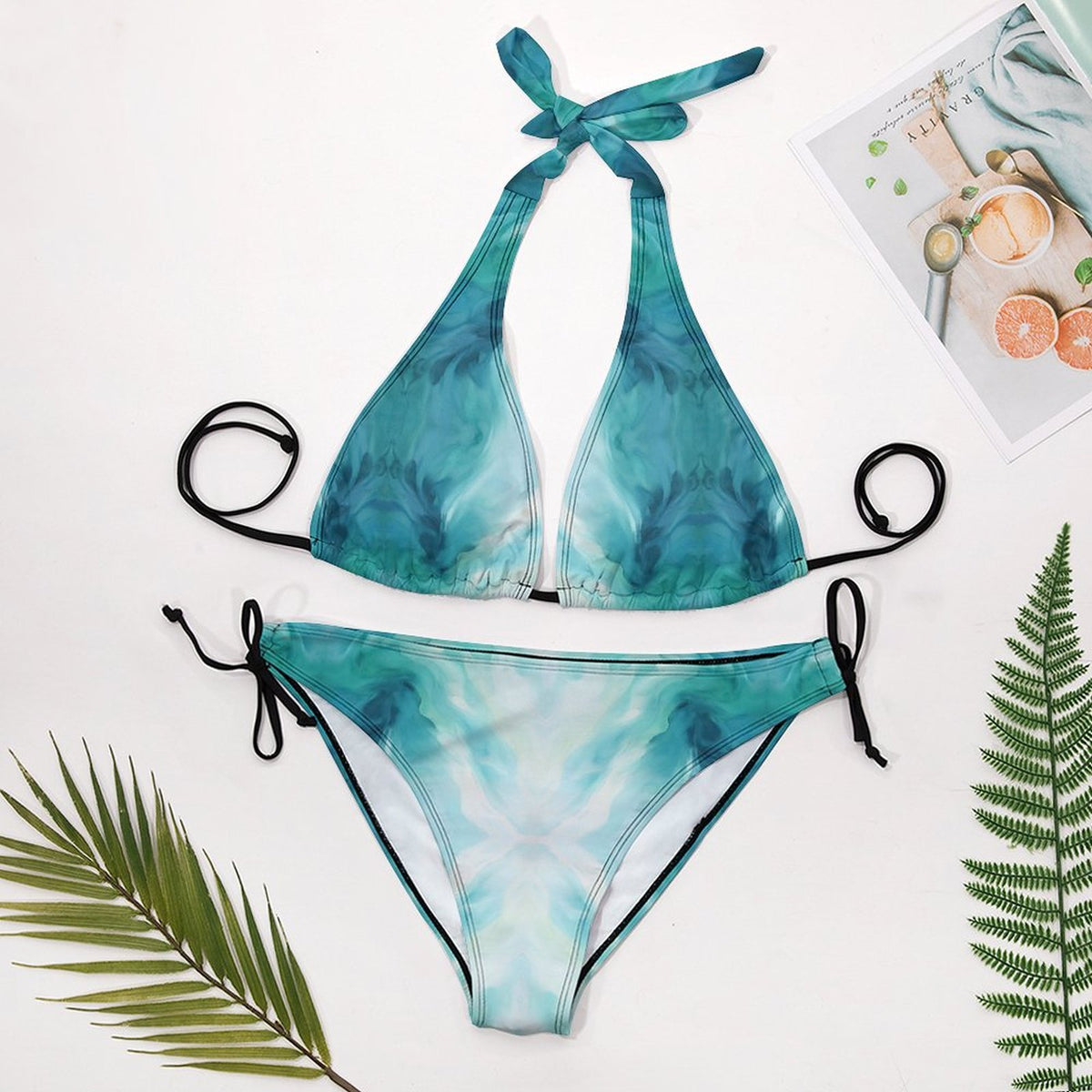 Two Piece Halter Swimsuit Ocean Blue