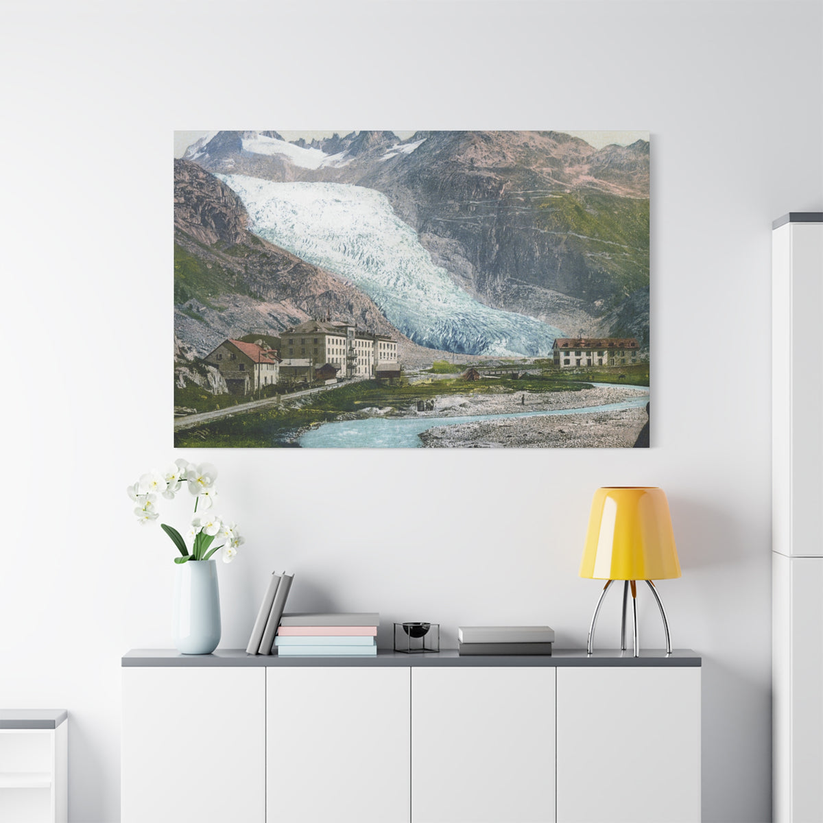 Glacier Village Matte Canvas Print