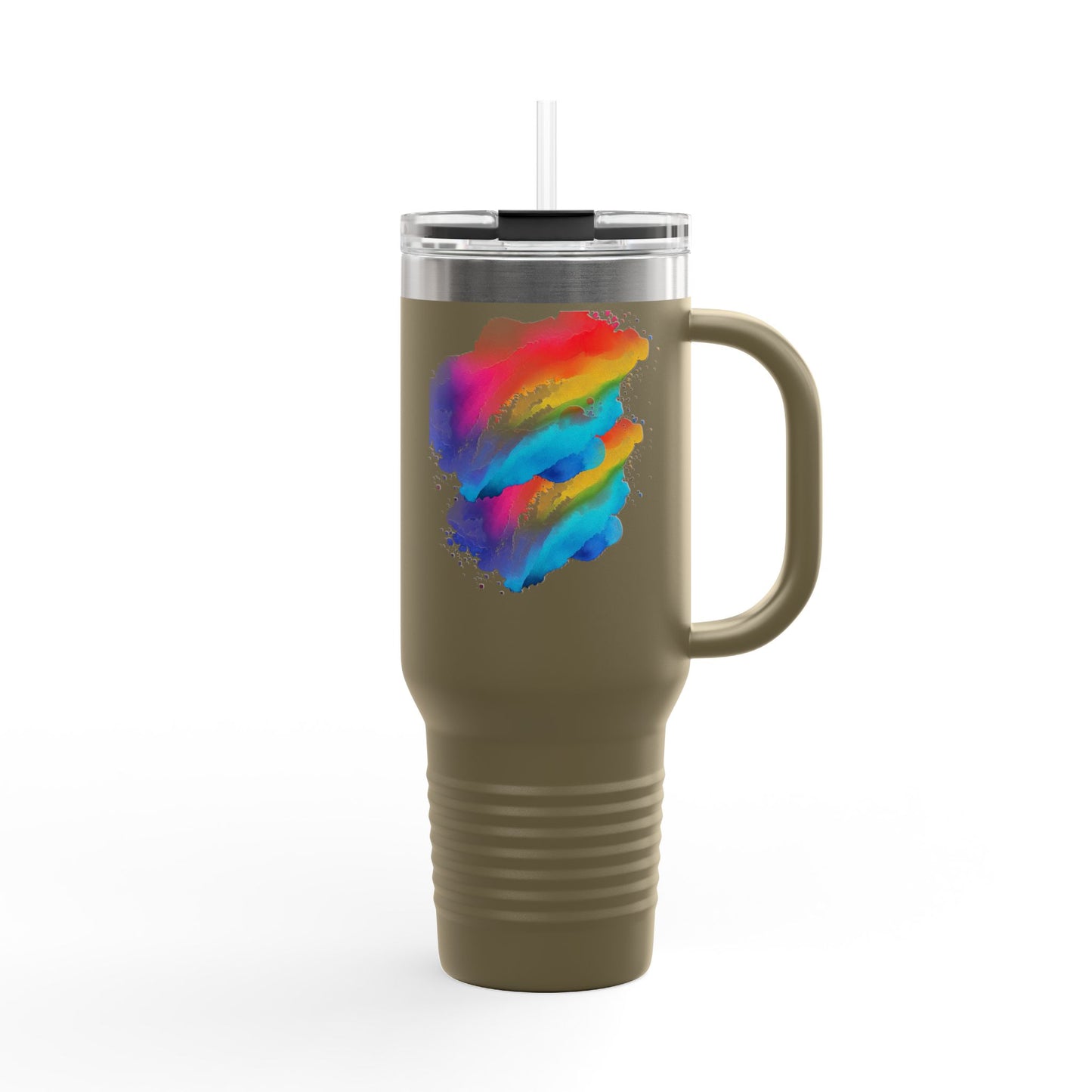 Vibrant Rainbow Insulated Travel Mug | 40oz Leakproof Drinkware for Road Trips, Gifts, Outdoor Adventures, Pride Events, Summer Outings