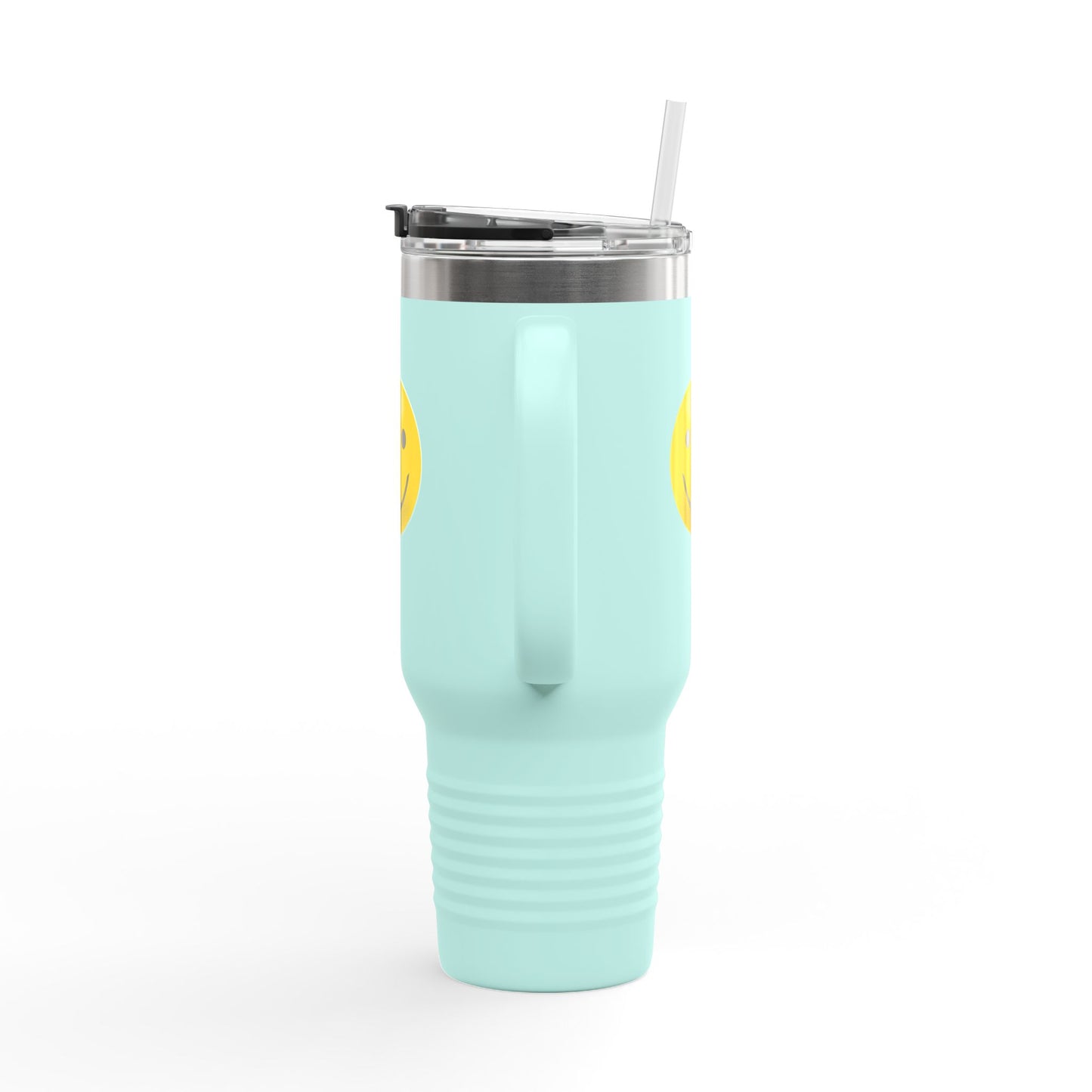 Smiley Face Insulated Travel Mug | 40oz Large Cup for Hot/Cold Beverages | Perfect for Travel & Gifting