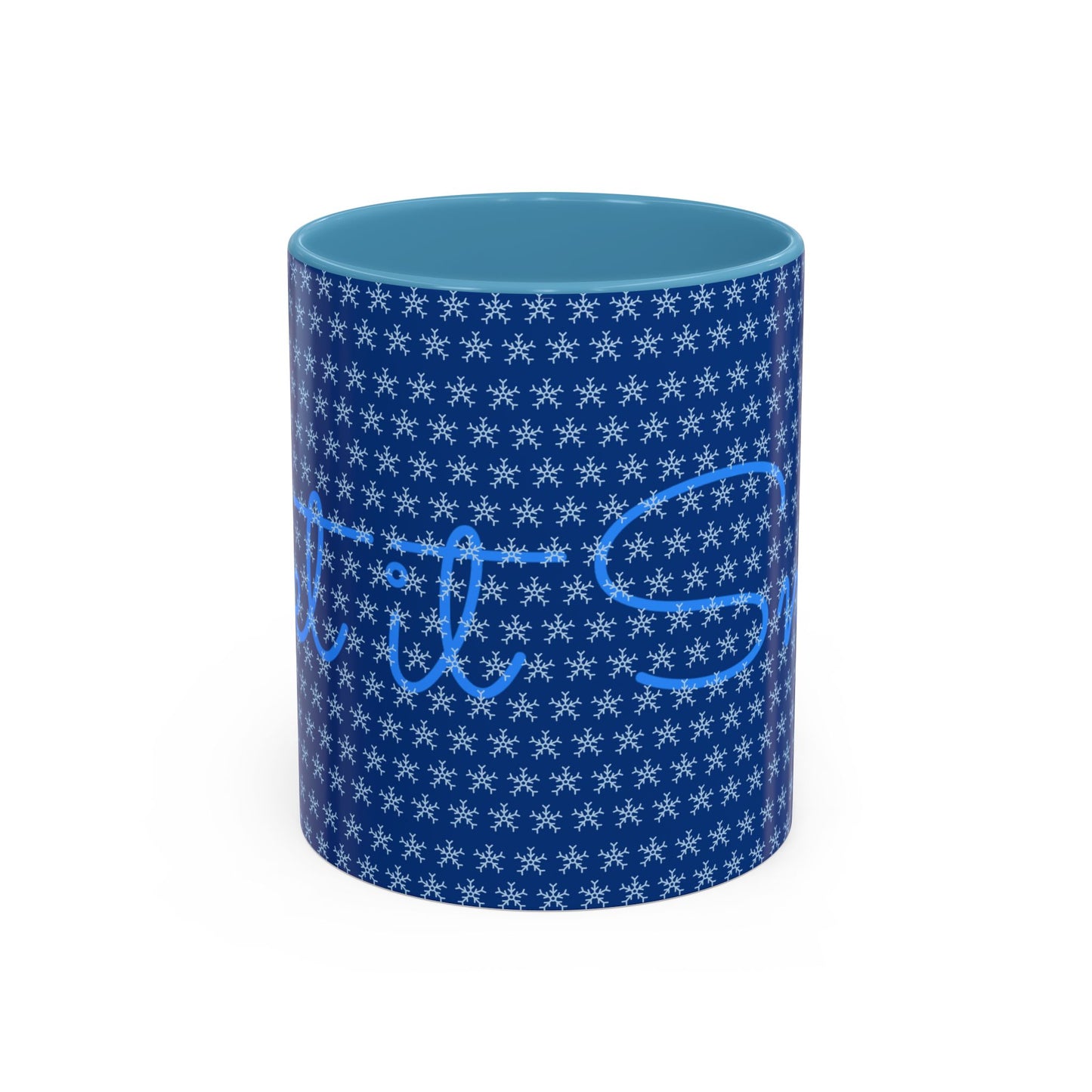 Snowy Night Accent Coffee Mug - Cozy Winter Drinkware, Seasonal Gifts, Holiday Décor, Comfortable Sipping, Blue Design