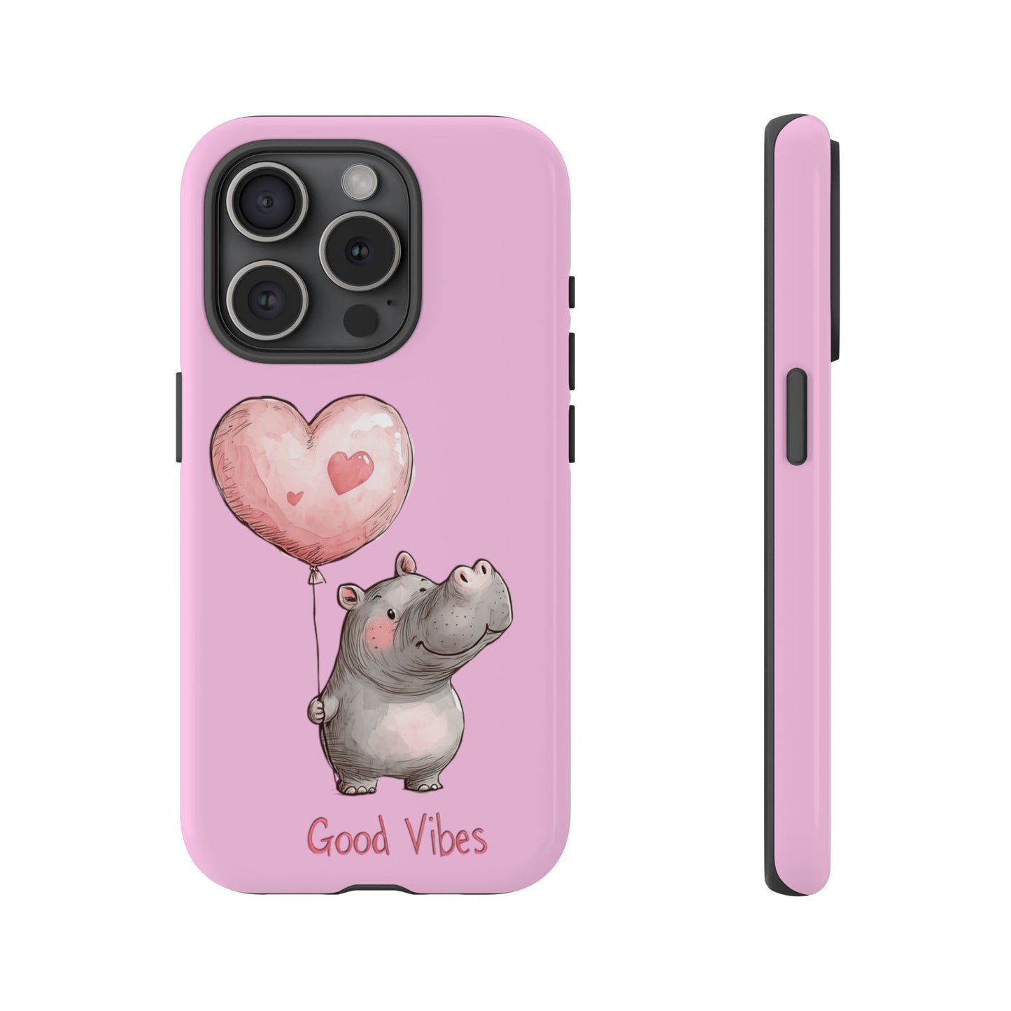 Cute Hippo Phone Case | Good Vibes, Gift for Friends, Cute Phone Accessories, Animal Lover Gift, Happy Phone Cover
