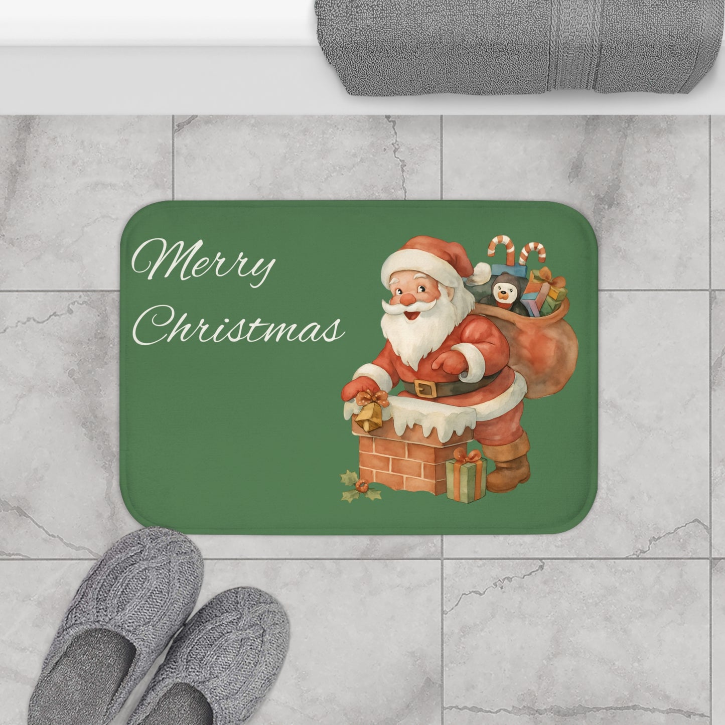Festive Santa Bath Mat, Christmas Decor, Holiday Gift, Cozy Home Accessory, Winter Bathroom Decor, Seasonal Bath Decor