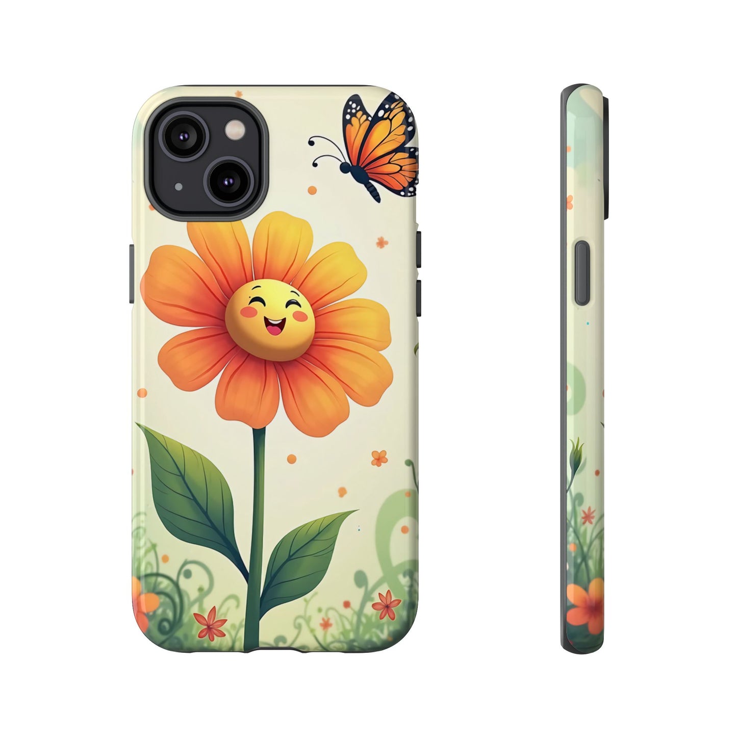 Floral Phone Case with Butterfly Design, Cute Flower Phone Cover for Nature Lovers, Eco-Friendly Gift, Spring Vibes, Birthday Present