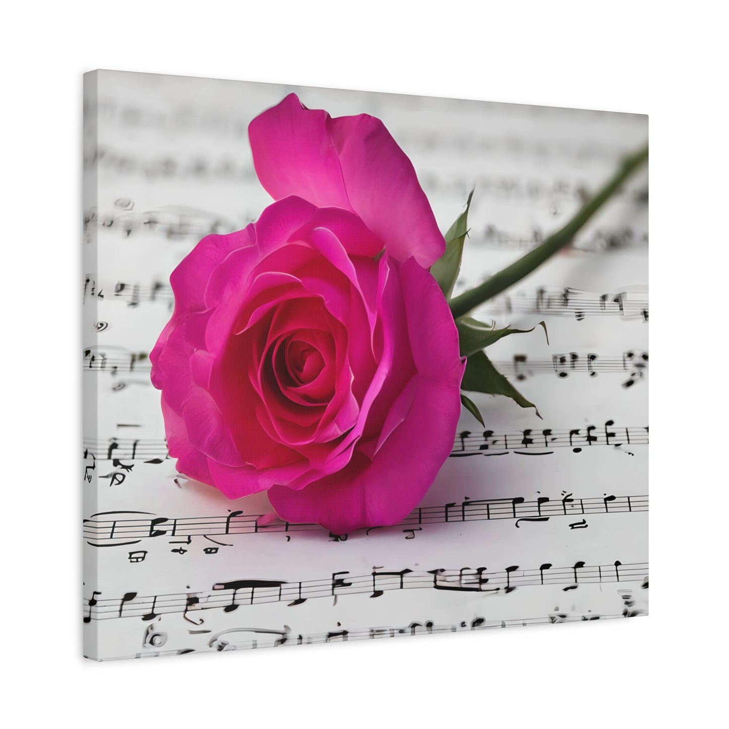 Stretched Canvas Art Print, Classic Rose on Sheet Music, Floral Wall Decor, Home Decoration, Gift for Music Lovers