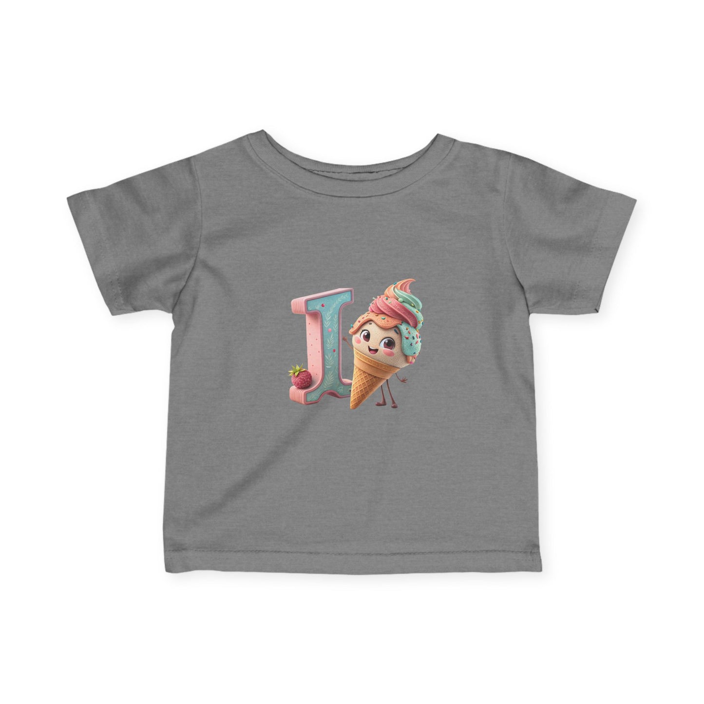 Ice Cream Letter J Infant Tee, Cute Baby Shirt, Kids Birthday Gift, Summer Outfit, Personalized Toddler Gift