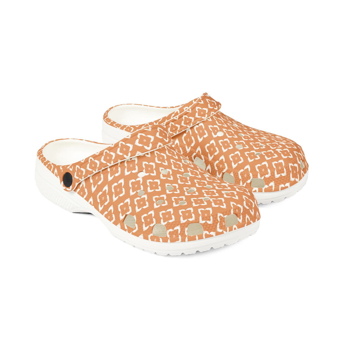 EVA Foam Clogs — Terracotta Geometric Pattern Slip-On Shoes