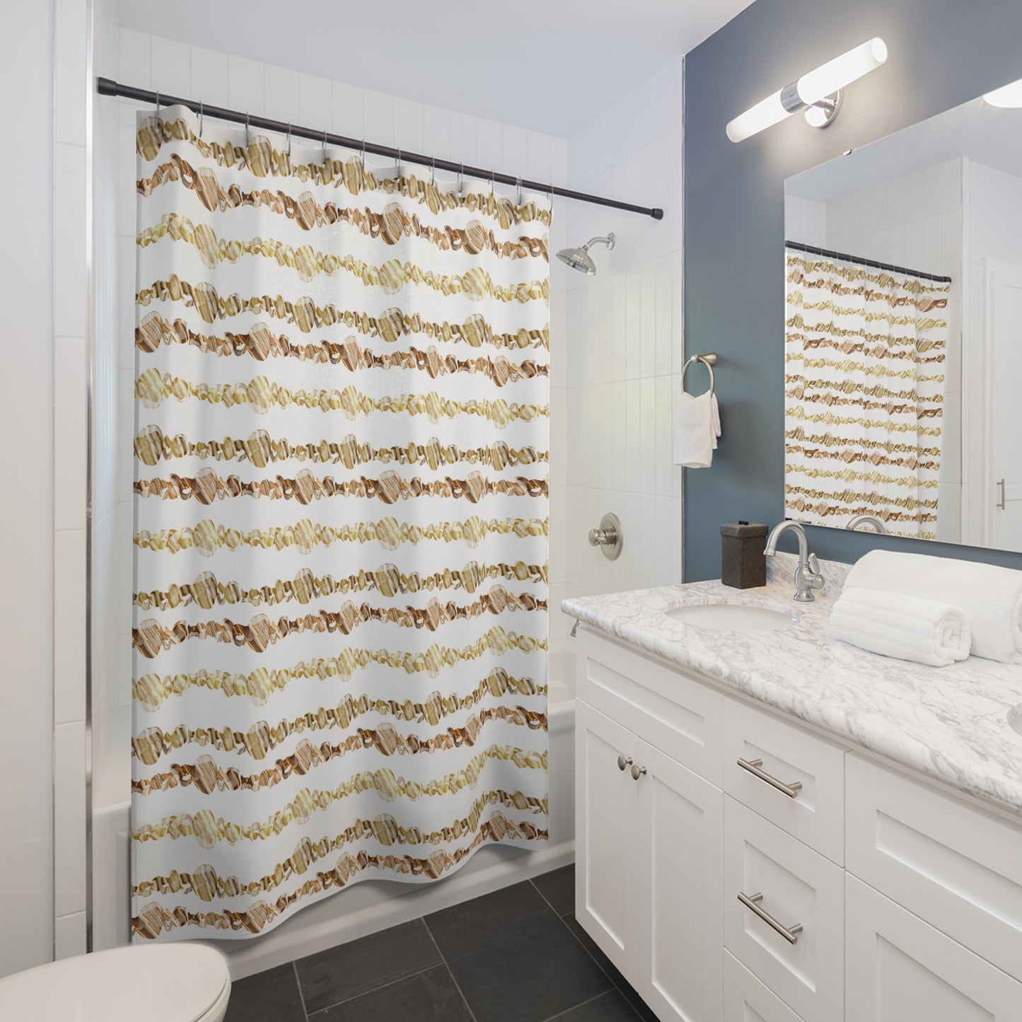 Shower Curtains white gold