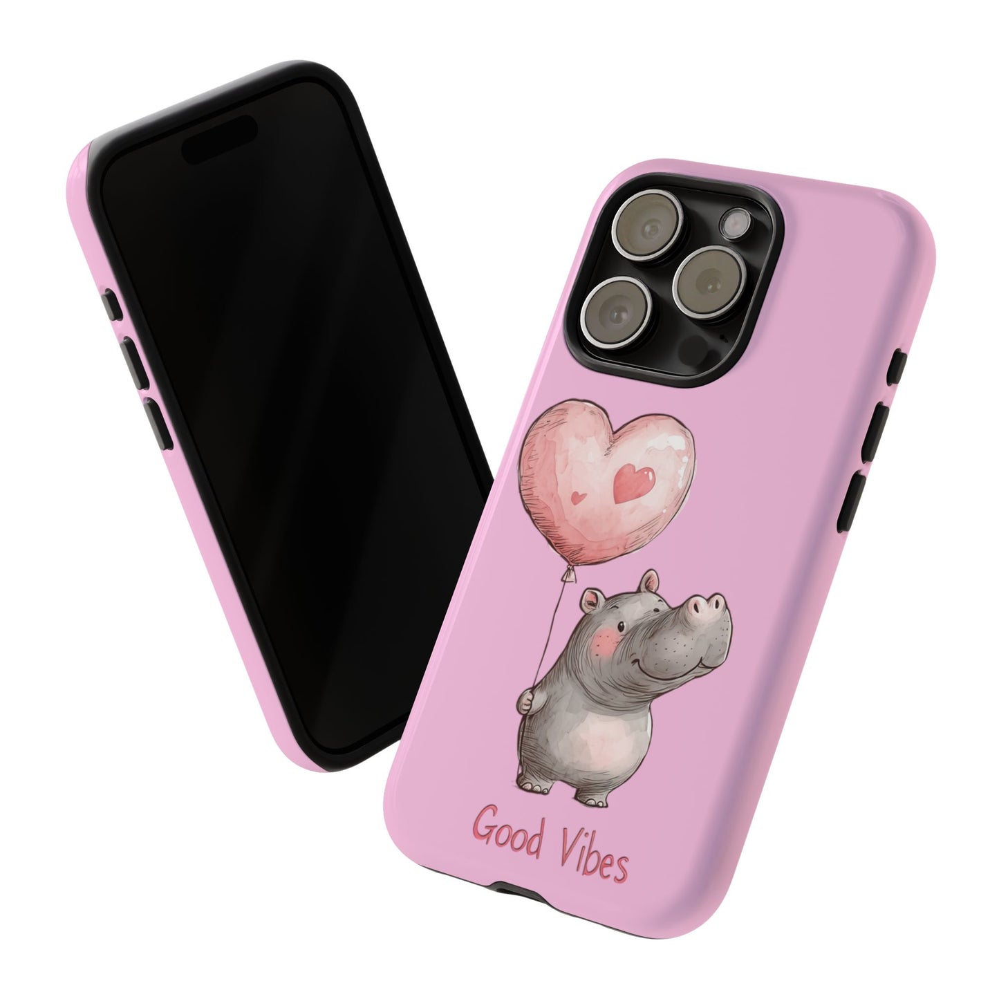 Cute Hippo Phone Case | Good Vibes, Gift for Friends, Cute Phone Accessories, Animal Lover Gift, Happy Phone Cover
