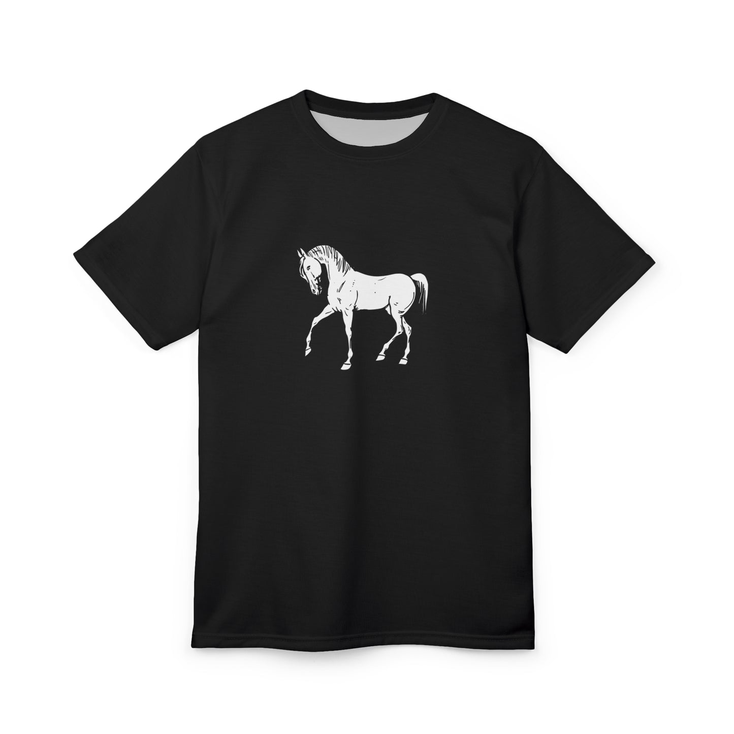 Horse Print Unisex AOP Tee, Unique Horse Lover Gift, Equine Enthusiast Apparel, Perfect for Animal Lovers, Casual Wear, Birthday Gift