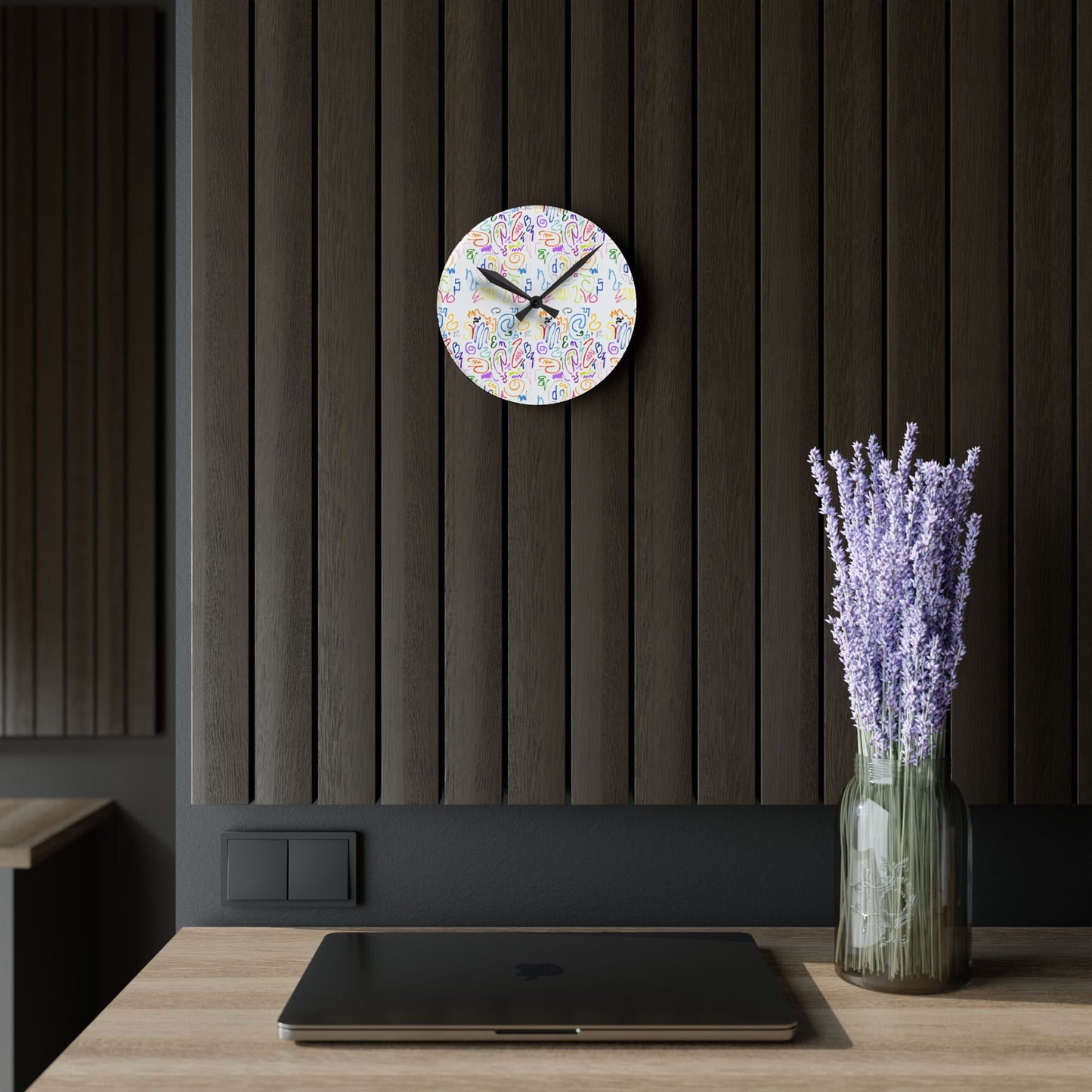 Colorful Abstract Acrylic Wall Clock, Modern Home Décor, Unique Gift, Vibrant Wall Art, Playful Timepiece, Artistic Clock