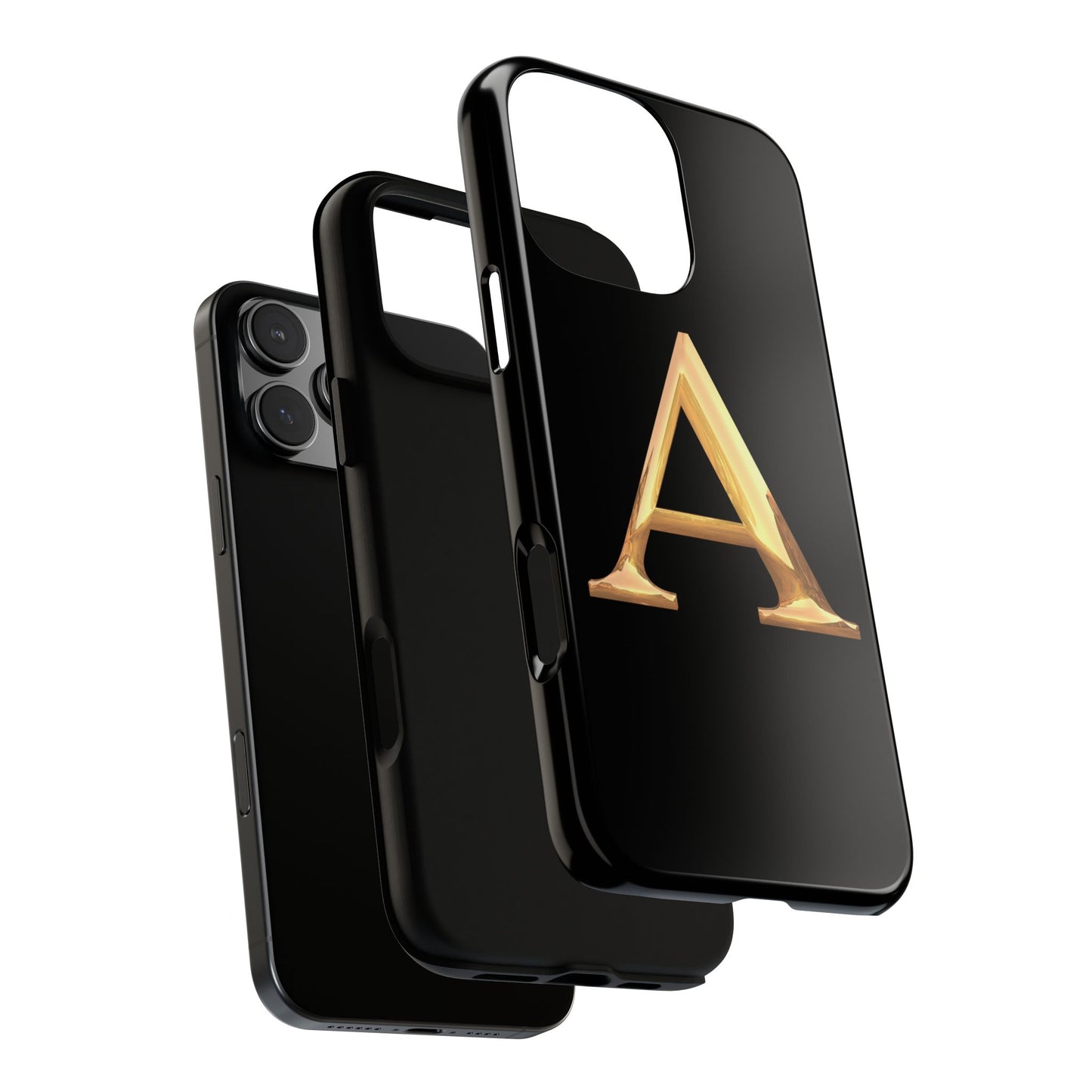 Custom Phone Case with Gold Letter A, Monogrammed Gift, Tough Protective Case, Personalized Phone Accessory, Unique Phone Cover