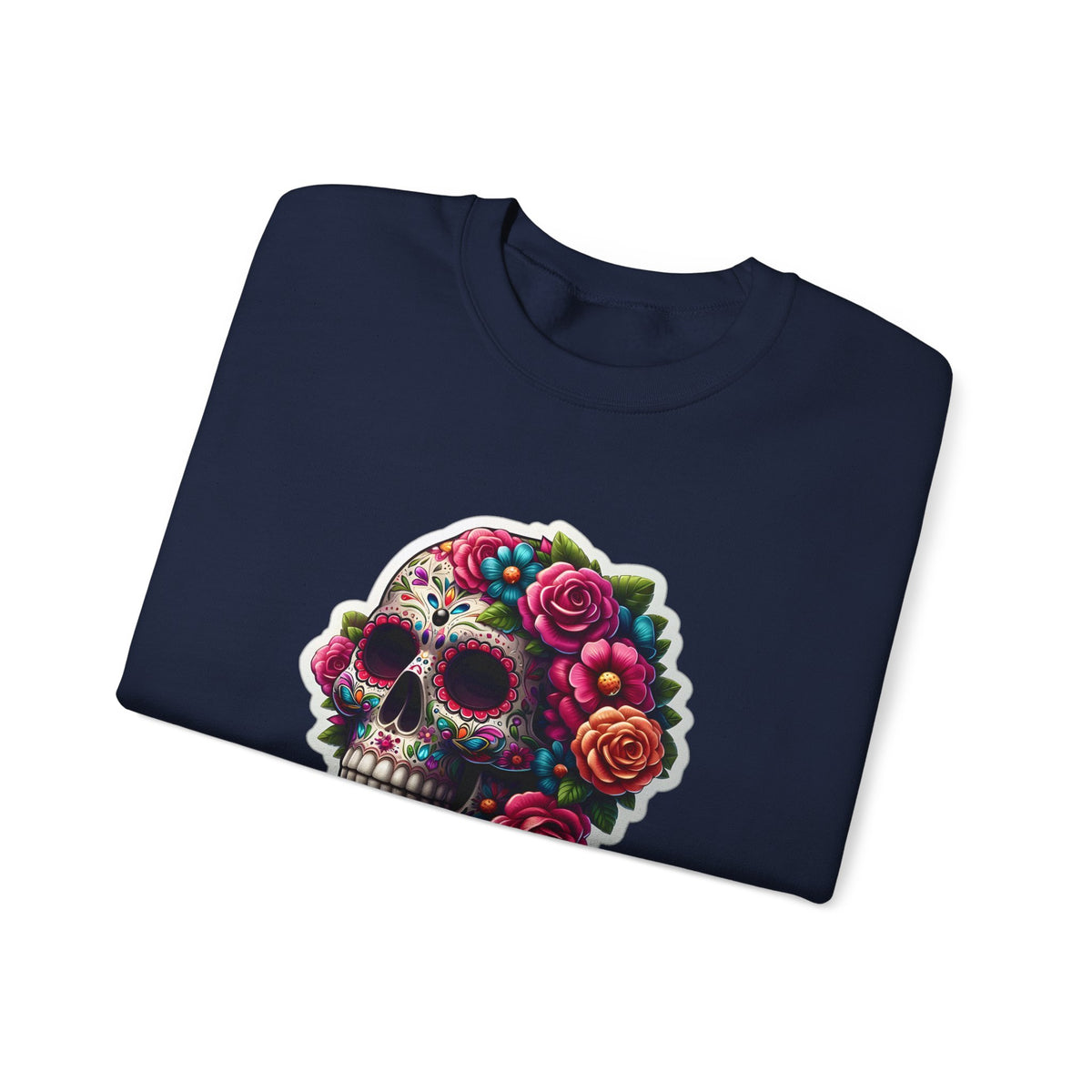 Sugar Skull Crewneck Sweatshirt — Floral Day of the Dead Graphic
