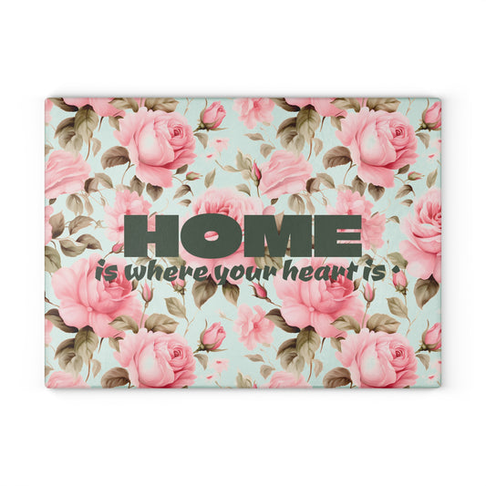 Floral Home Glass Cutting Board, Kitchen Decor, Housewarming Gift, Mother’s Day Gift, Cooking Accessory