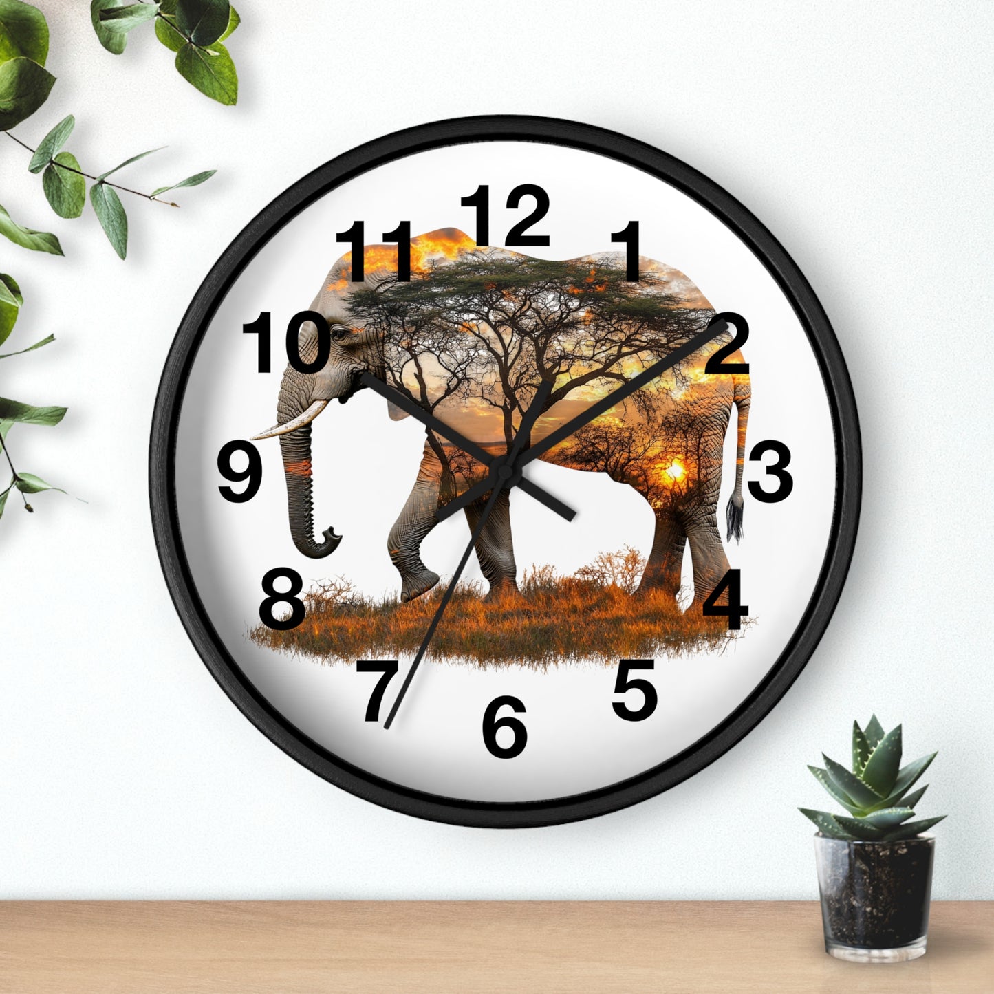 Elephant Sunset Wall Clock, Nature Decor, Wildlife Home Accessory, Animal Lover Gift, Safari Themed Clock, Unique Wall Art