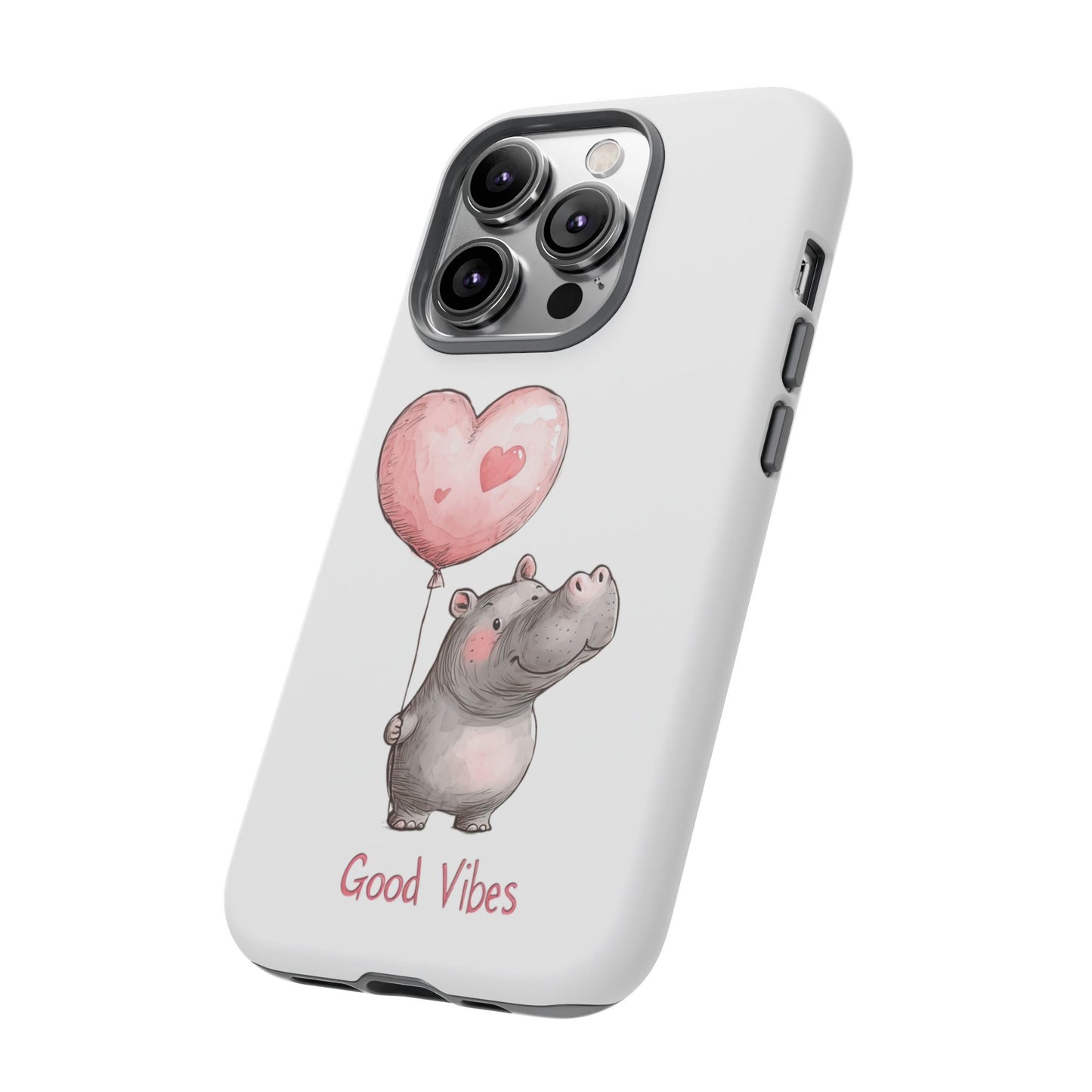 Cute Hippo Phone Case - Good Vibes Design, Animal Lover Gift, Fun Accessory, Birthday Present, Phone Accessories