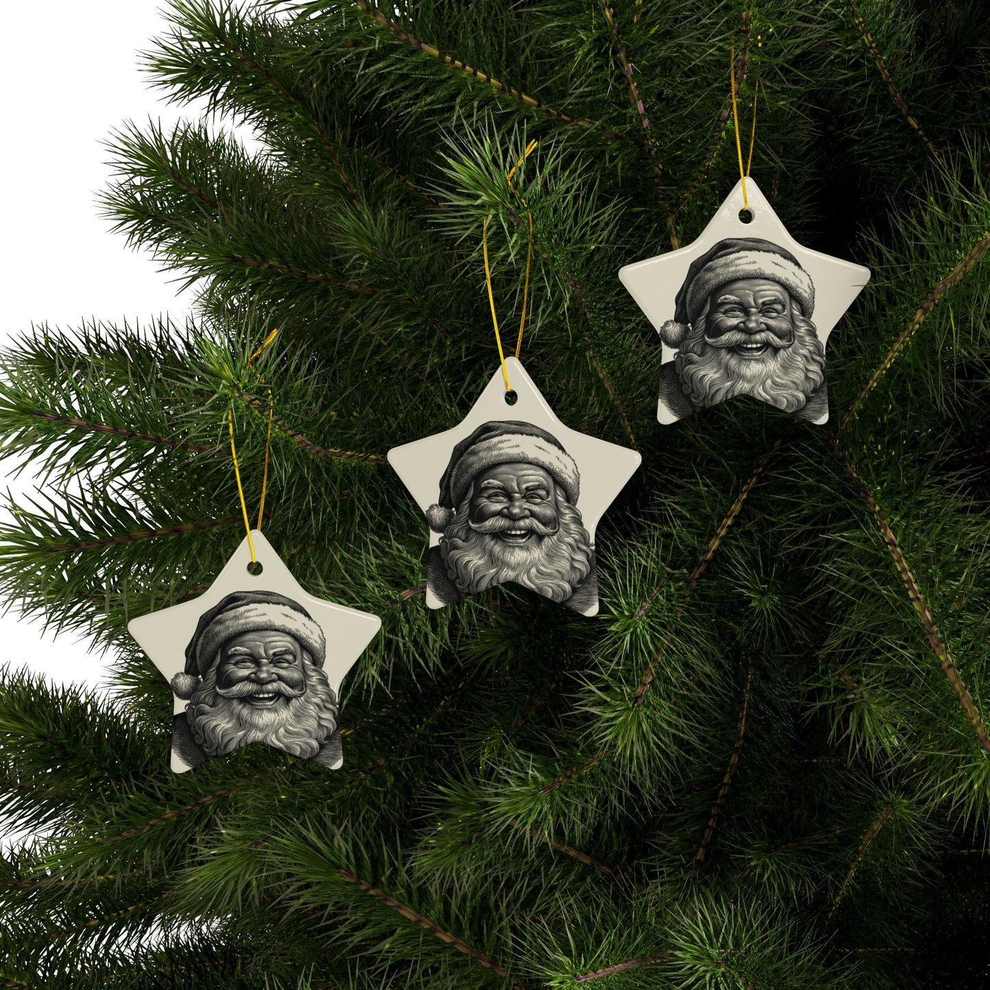Festive Ceramic Ornaments, 2-Sided Print for Christmas Decor, Personalized Holiday Gifts, Winter Decorations, Santa Claus Ornaments