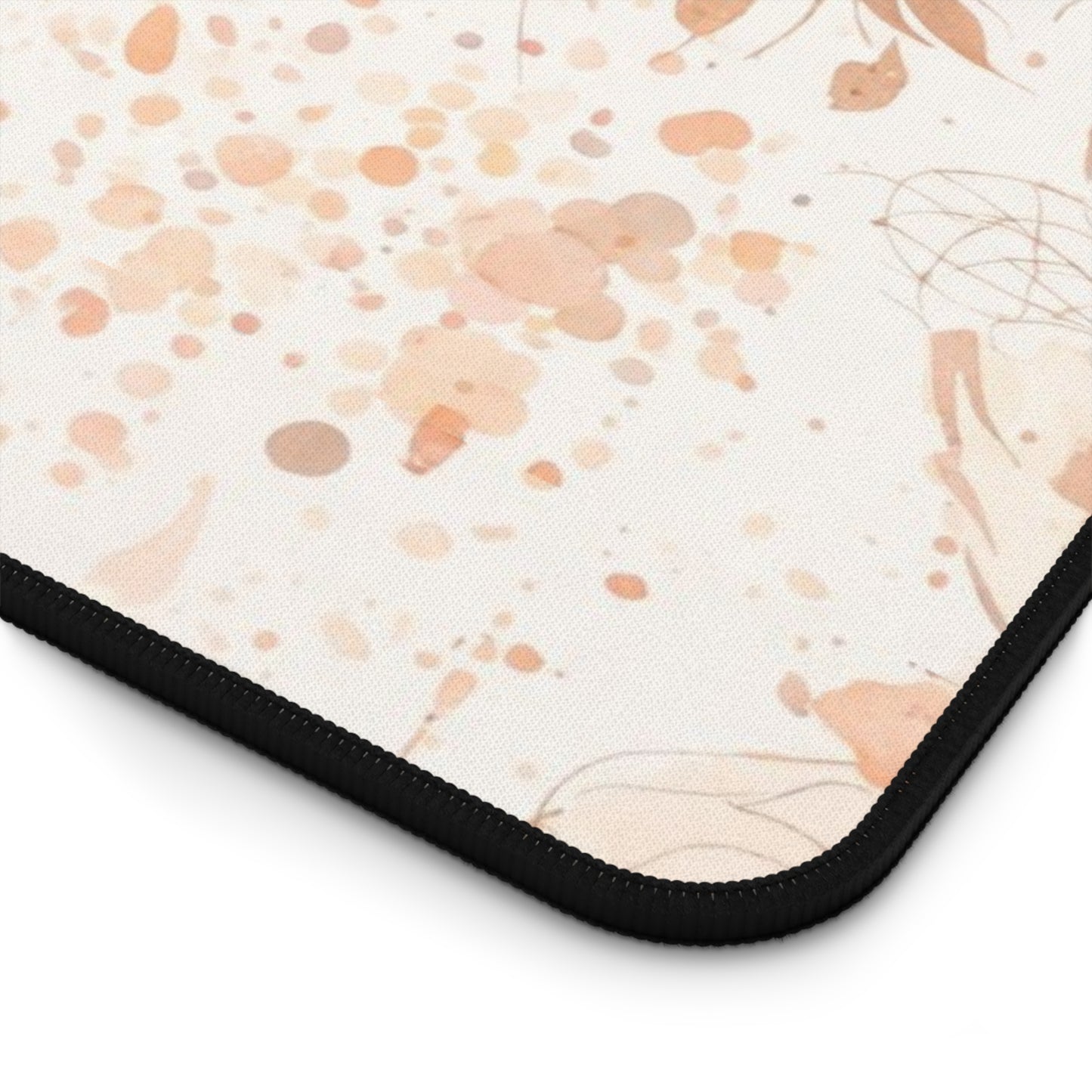 Floral Desk Mat — Soft Peach Watercolor Blossoms Mouse Pad