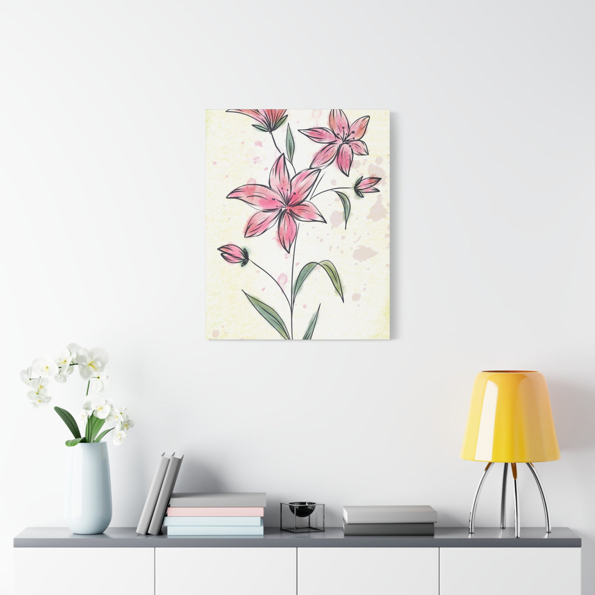 Matte Canvas, Stretched, 1.25" Tulips Pink Flowers