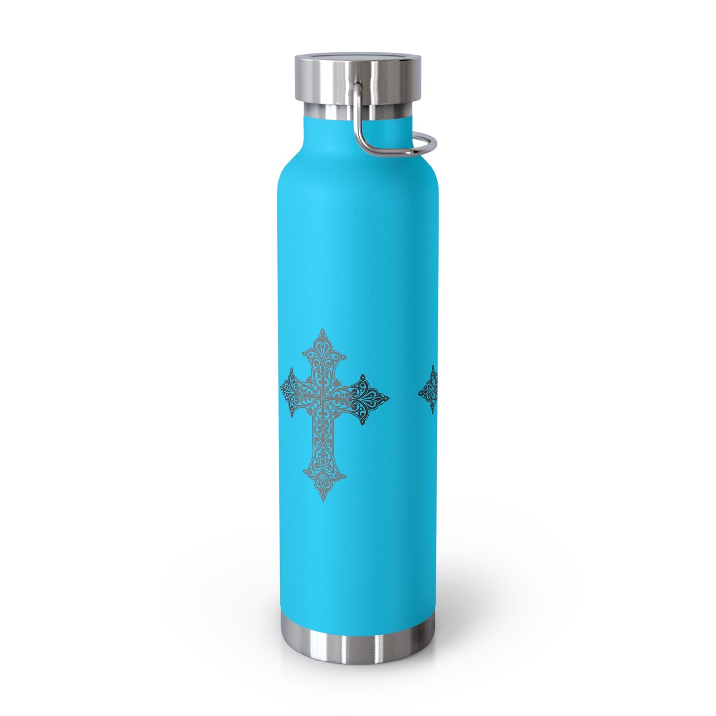 Stylish Copper Insulated Water Bottle - 22oz, Cross Design, Travel Flask, Gift for Him/Her, Unique Outdoor Hydration