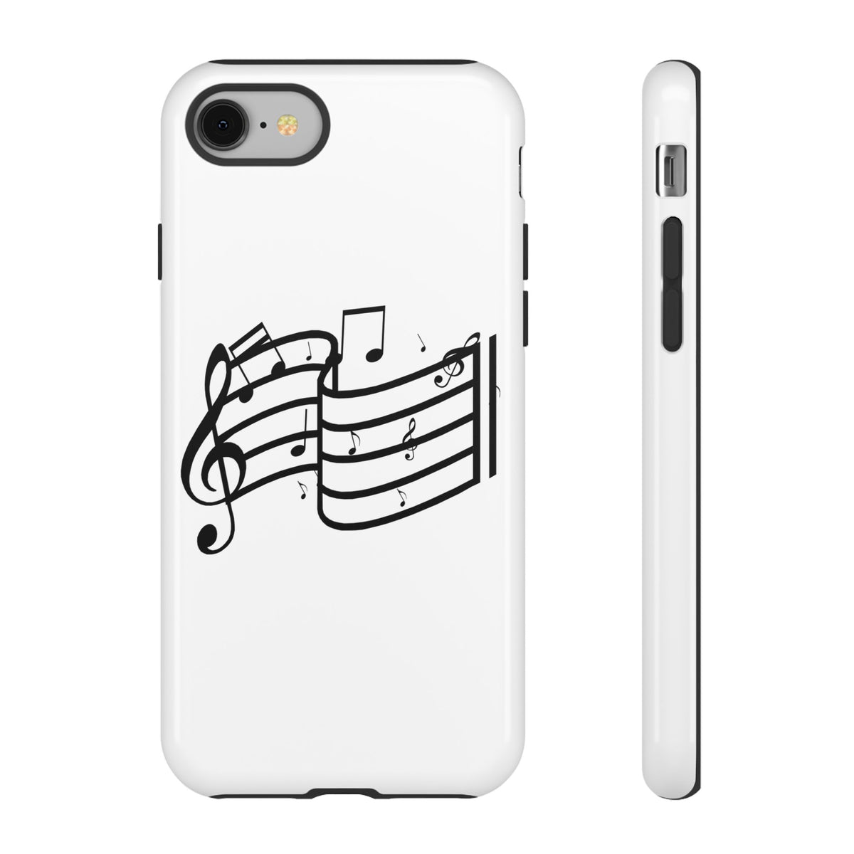 Musical Notes Phone Case — Black Treble Clef Music Staff Tough Case