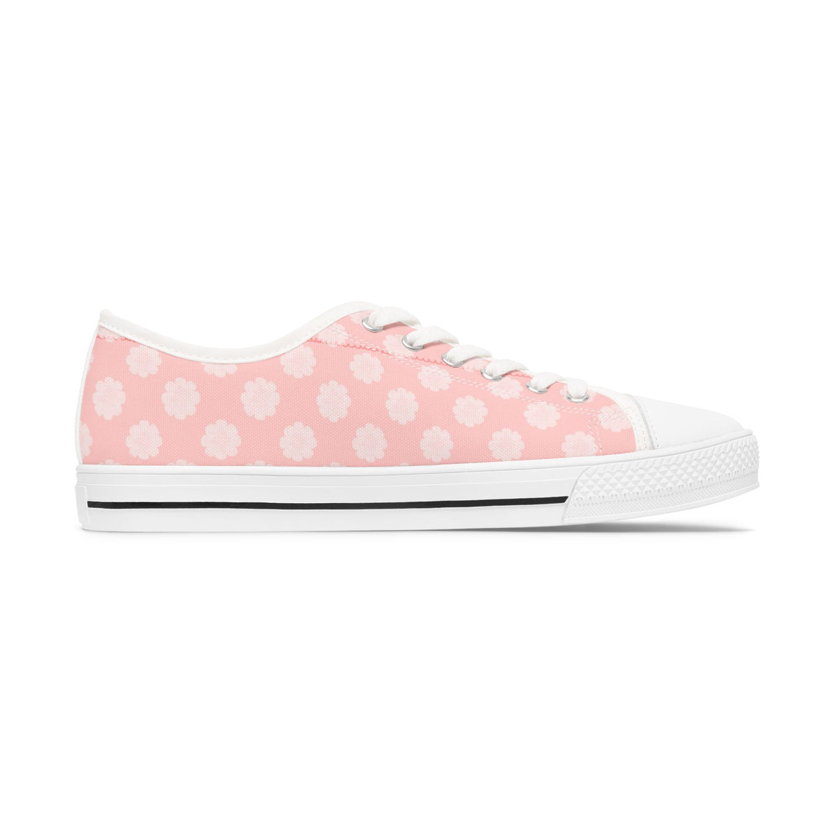 Pink Daisy Low Top Sneakers — Floral Canvas Casual Shoes