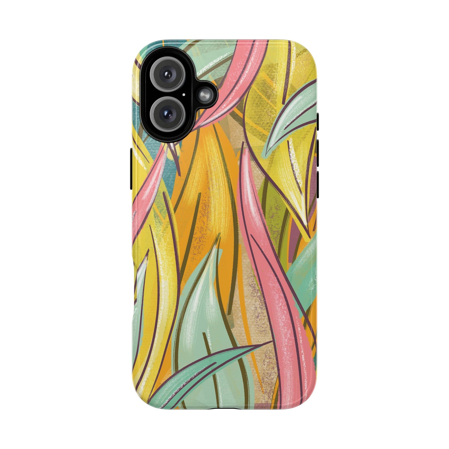 Vibrant Phone Case with Colorful Leaf Design, Tough Cases for Nature Lovers, Eco-Friendly Gift, Summer Vibes, Floral Phone Cover