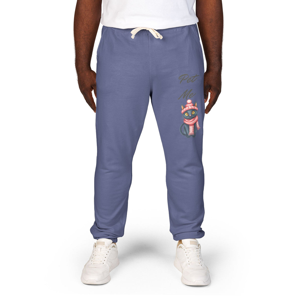 Sweatpants — Colorful Cosmic Cat Graphic "Pet Me" Joggers