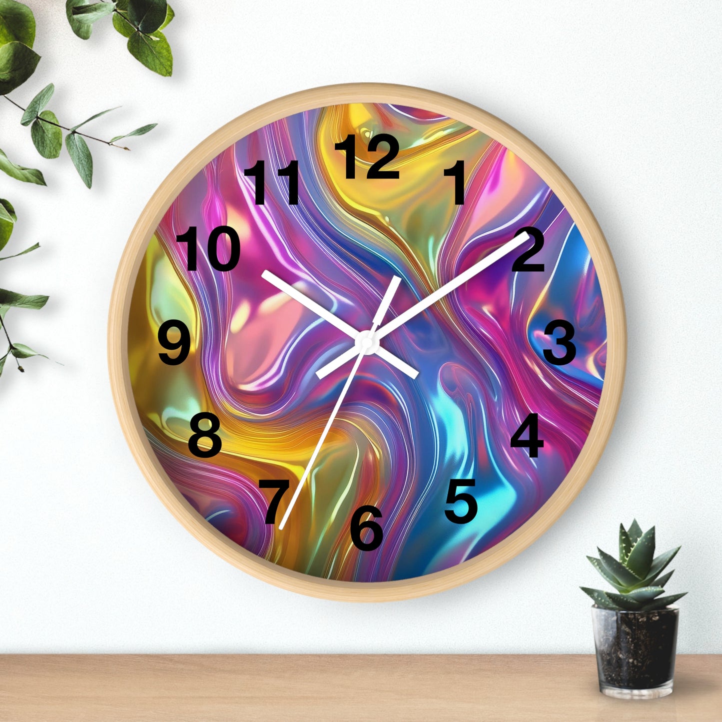 Vibrant Swirl Wall Clock – Colorful Home Decor, Modern Art Clock, Unique Gift, Living Room Accent, Abstract Wall Art