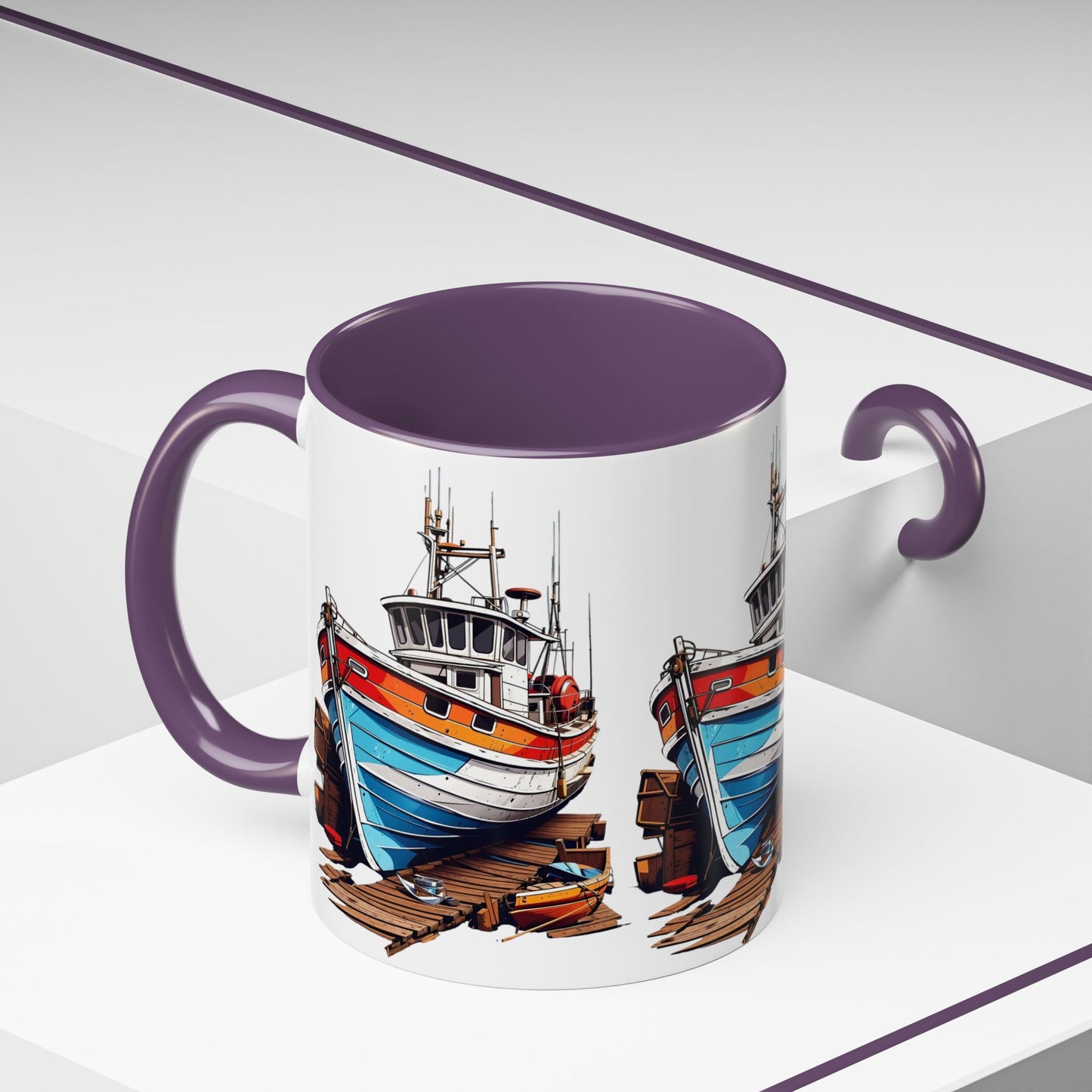 Nautical Accent Coffee Mug | Perfect for Boat Lovers, Sailor Gifts, Coastal Decor, Unique Gift Idea, Custom Artwork Mug