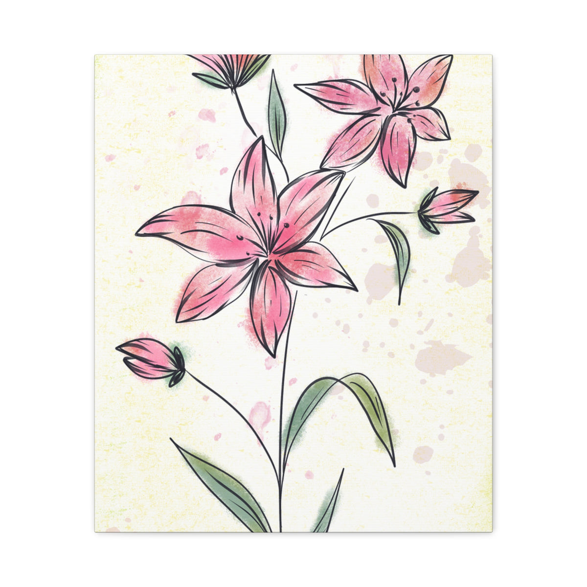 Matte Canvas, Stretched, 1.25" Tulips Pink Flowers