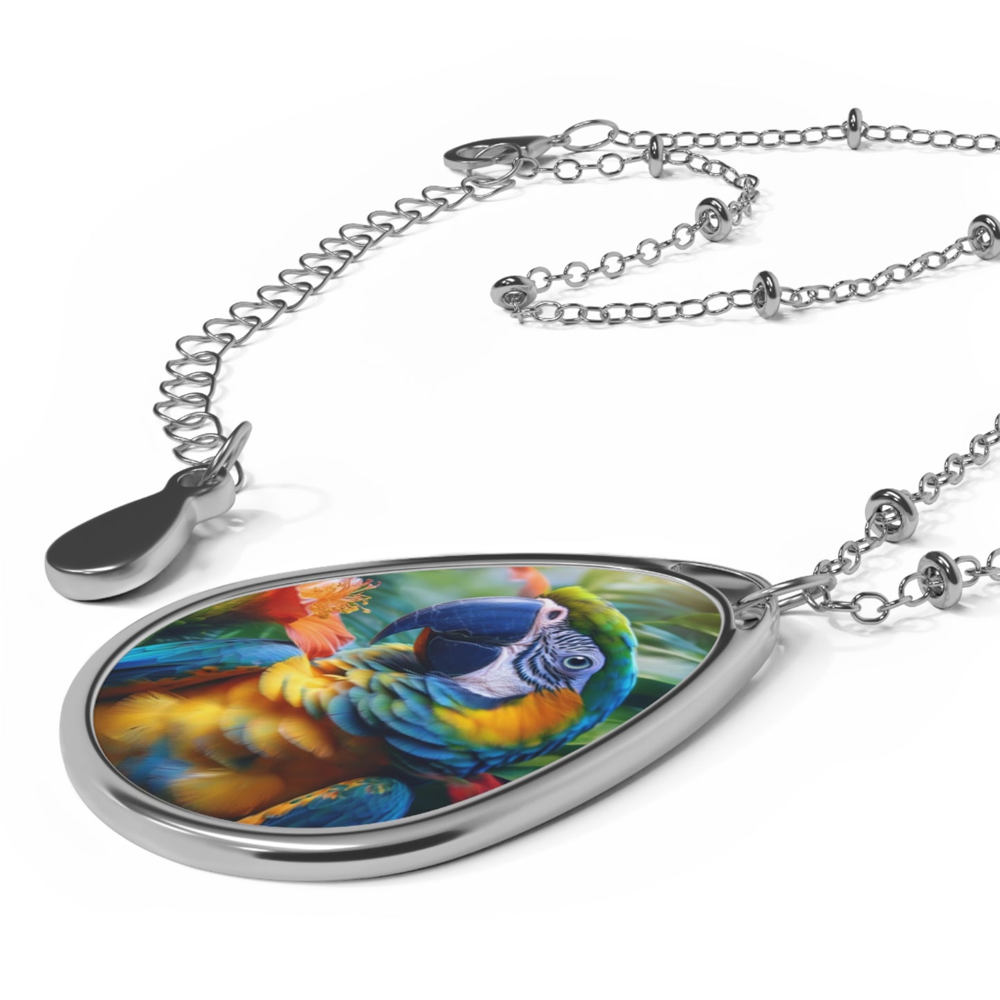 Vibrant Oval Necklace - Nature-Inspired Jewelry, Gift for Bird Lovers, Boho Accessories, Unique Pendant for All Occasions